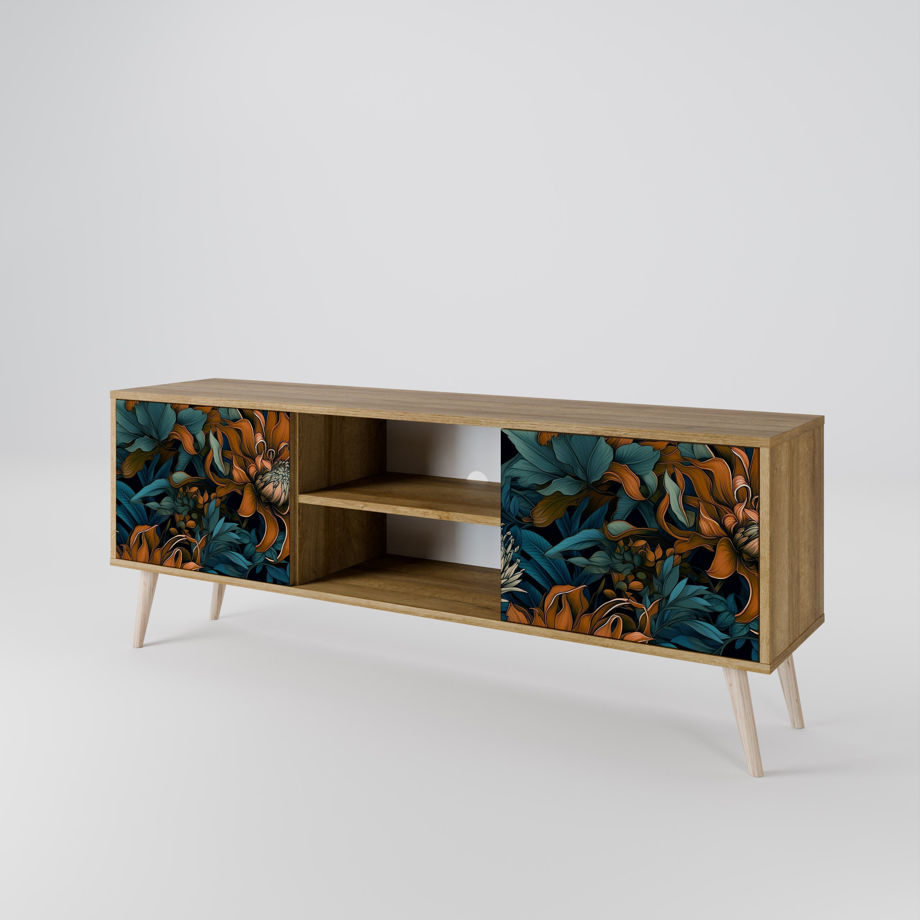 MORNING BLOOM 2-Door TV Stand in Oak Effect