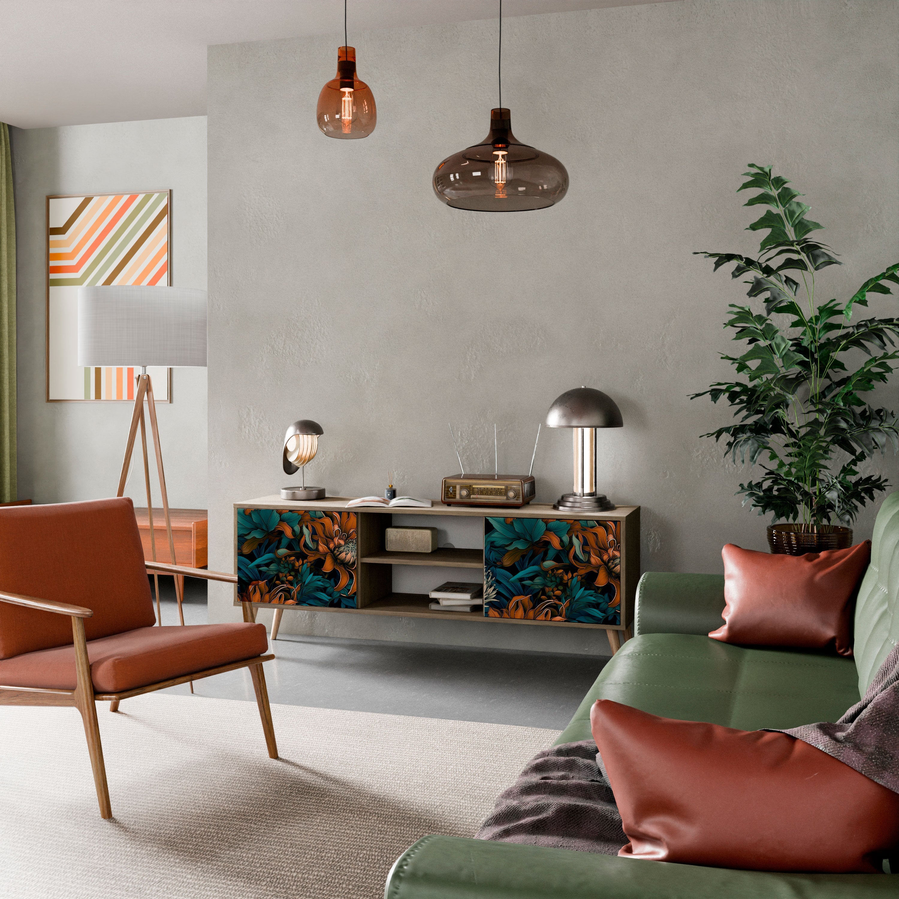 MORNING BLOOM Móvel de TV com 2 Portas em Efeito Carvalho