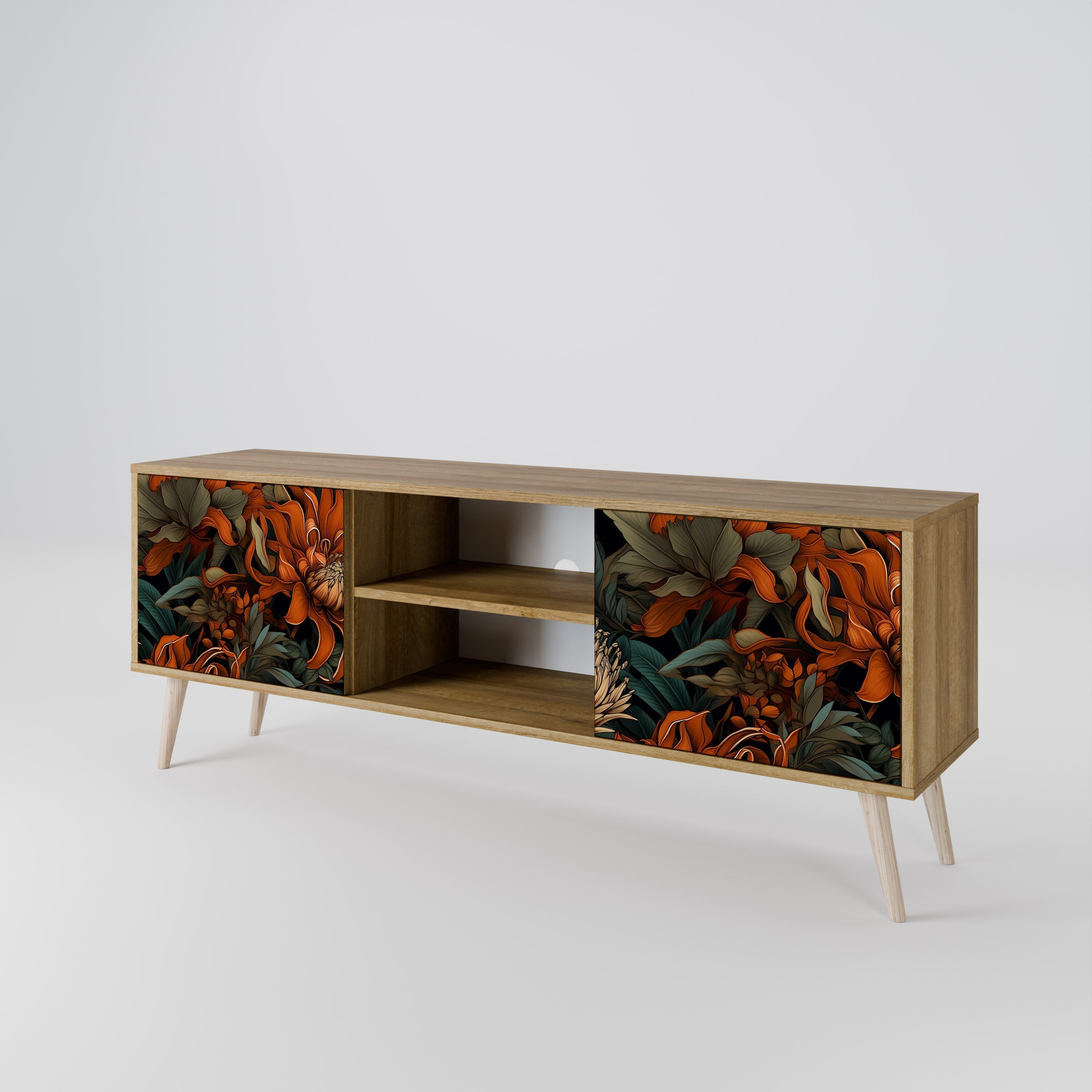 DAWN BLOOM 2-Door TV Stand in Oak Effect