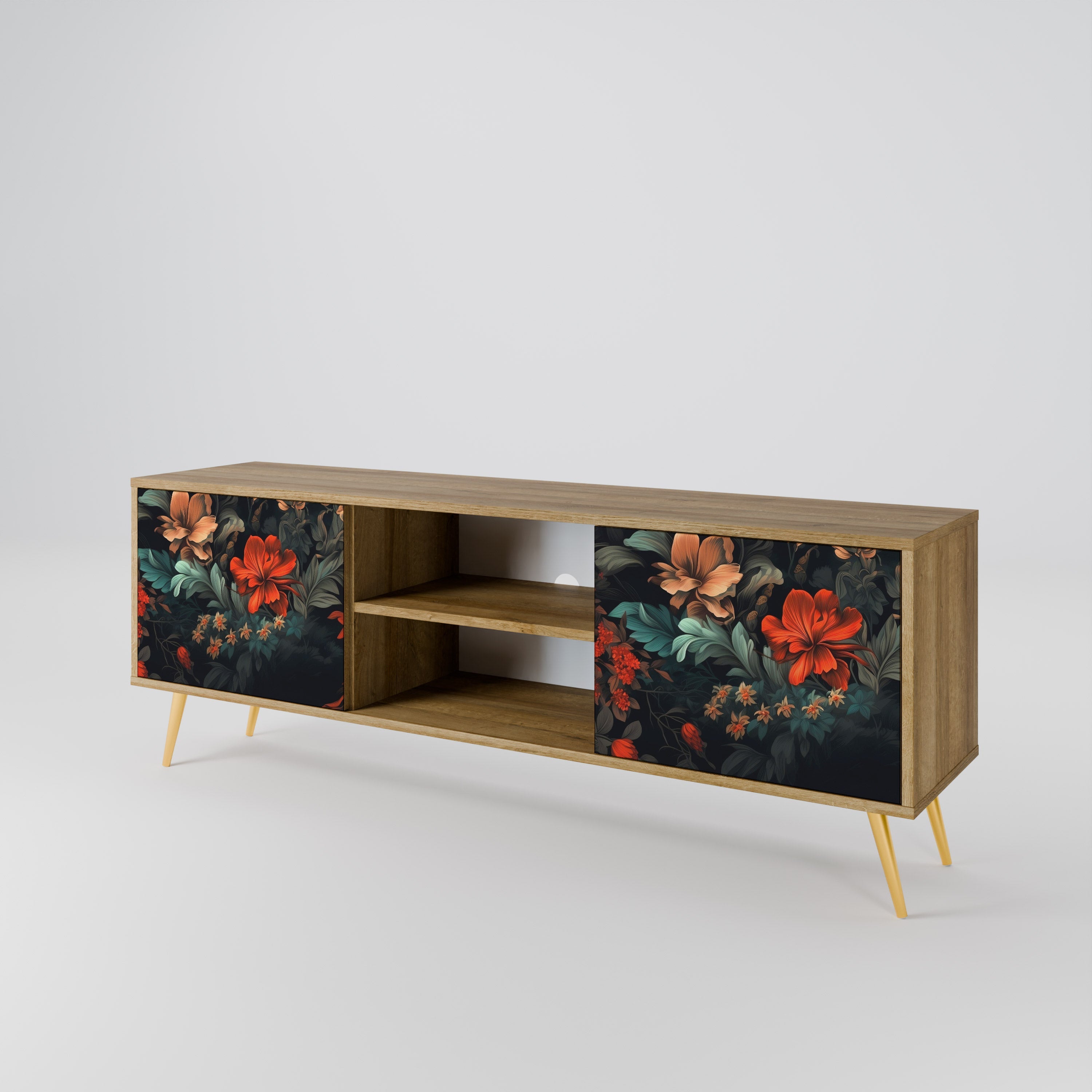 IMAGINARY BLOSSOM 2-Door TV Stand in Oak Effect