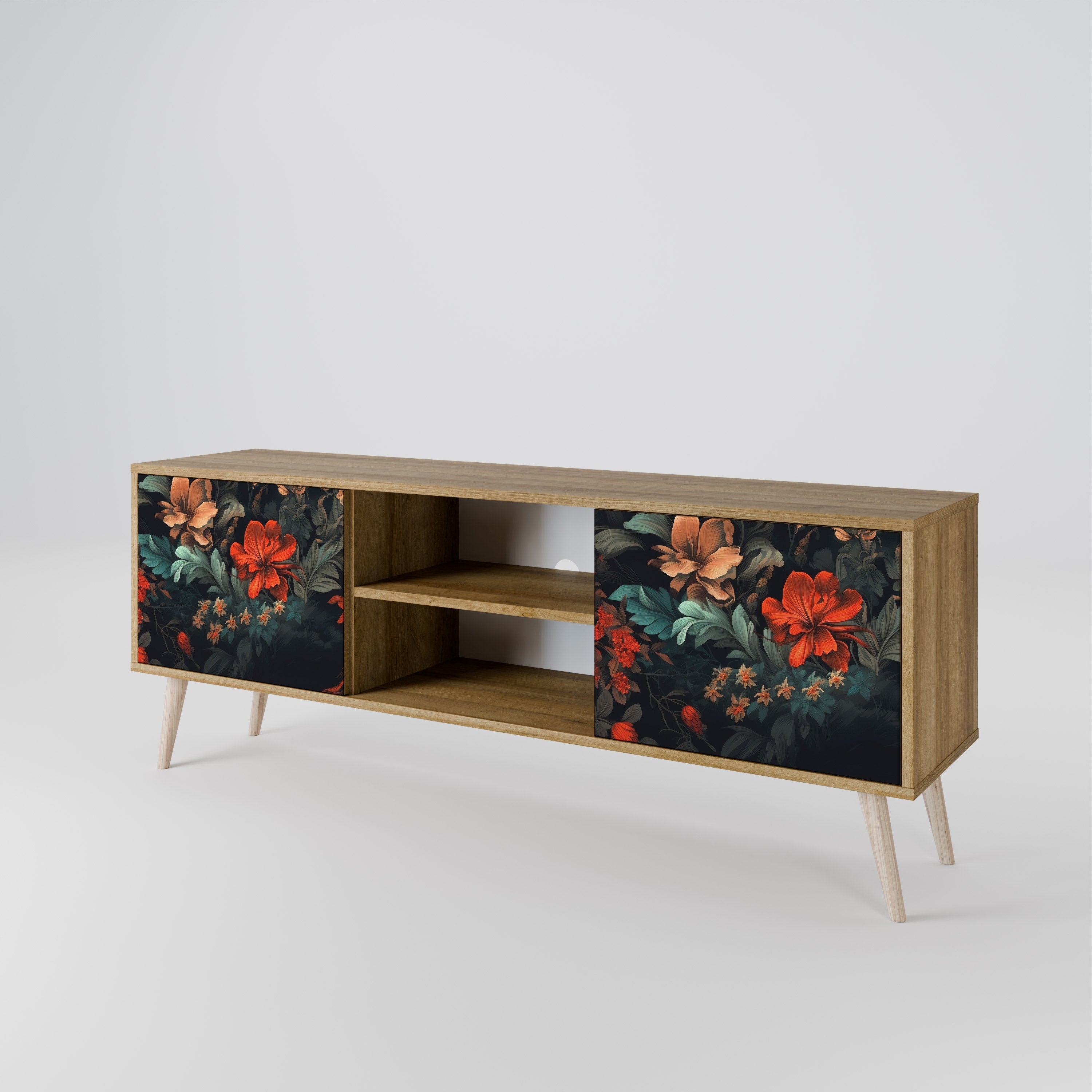 IMAGINARY BLOSSOM 2-Door TV Stand in Oak Effect