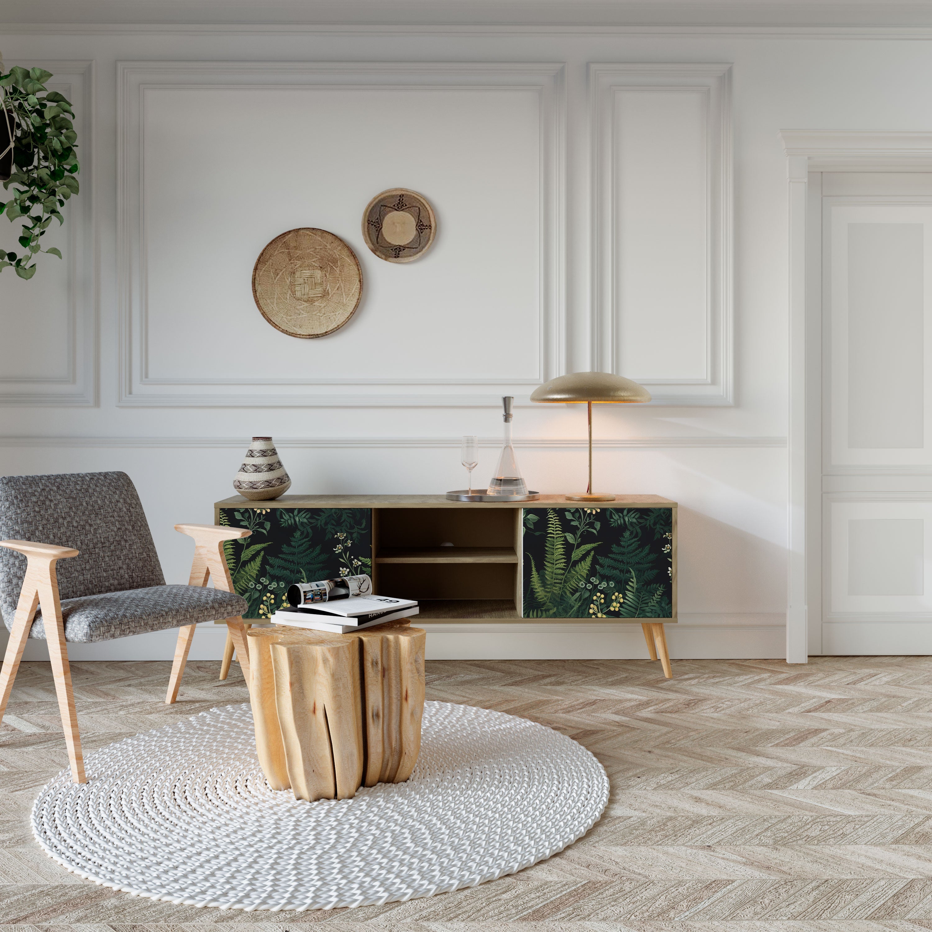 FERN FLOWERS 2-Door TV Stand in Oak Effect