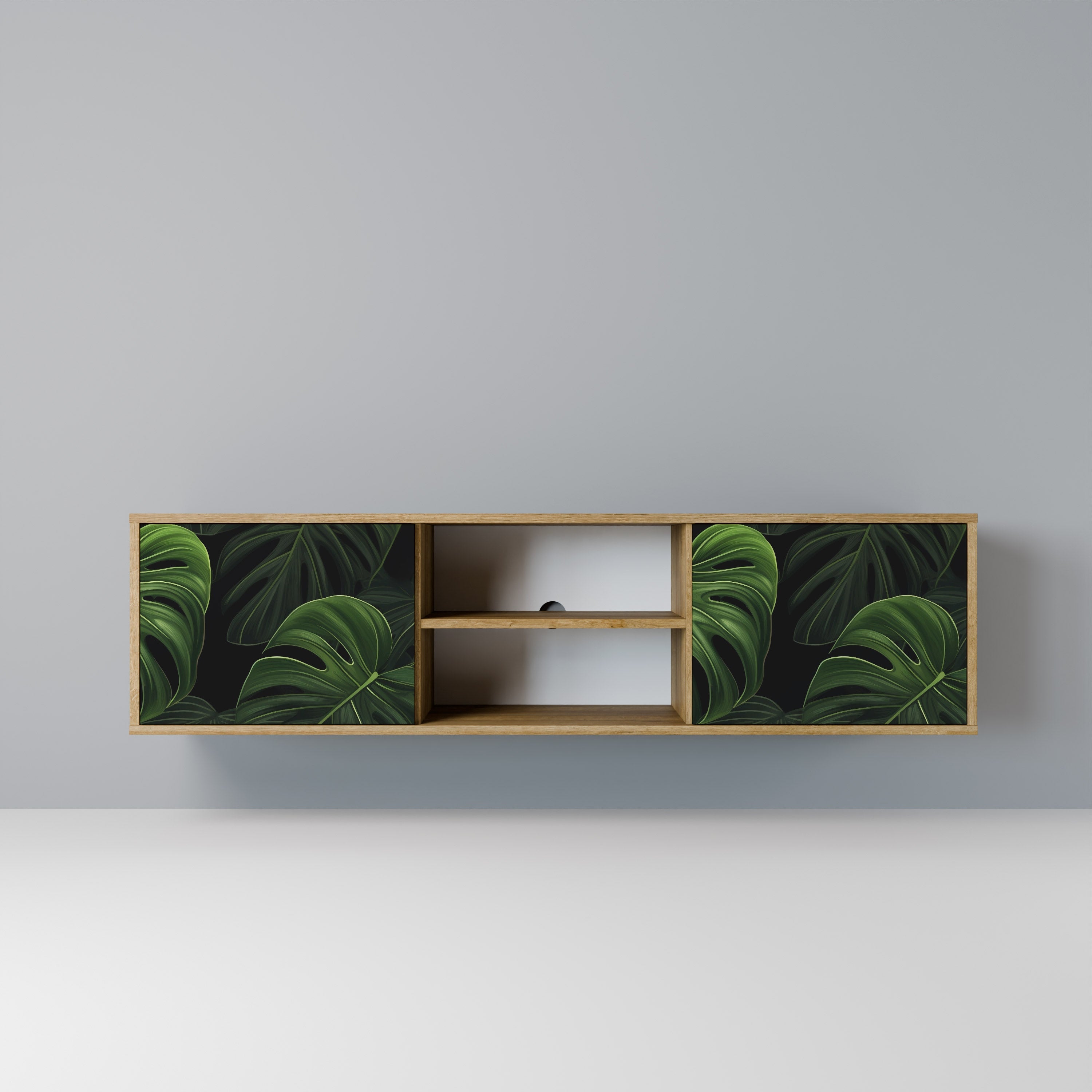 INFINITE MONSTERA 2-Door TV Stand in Oak Effect