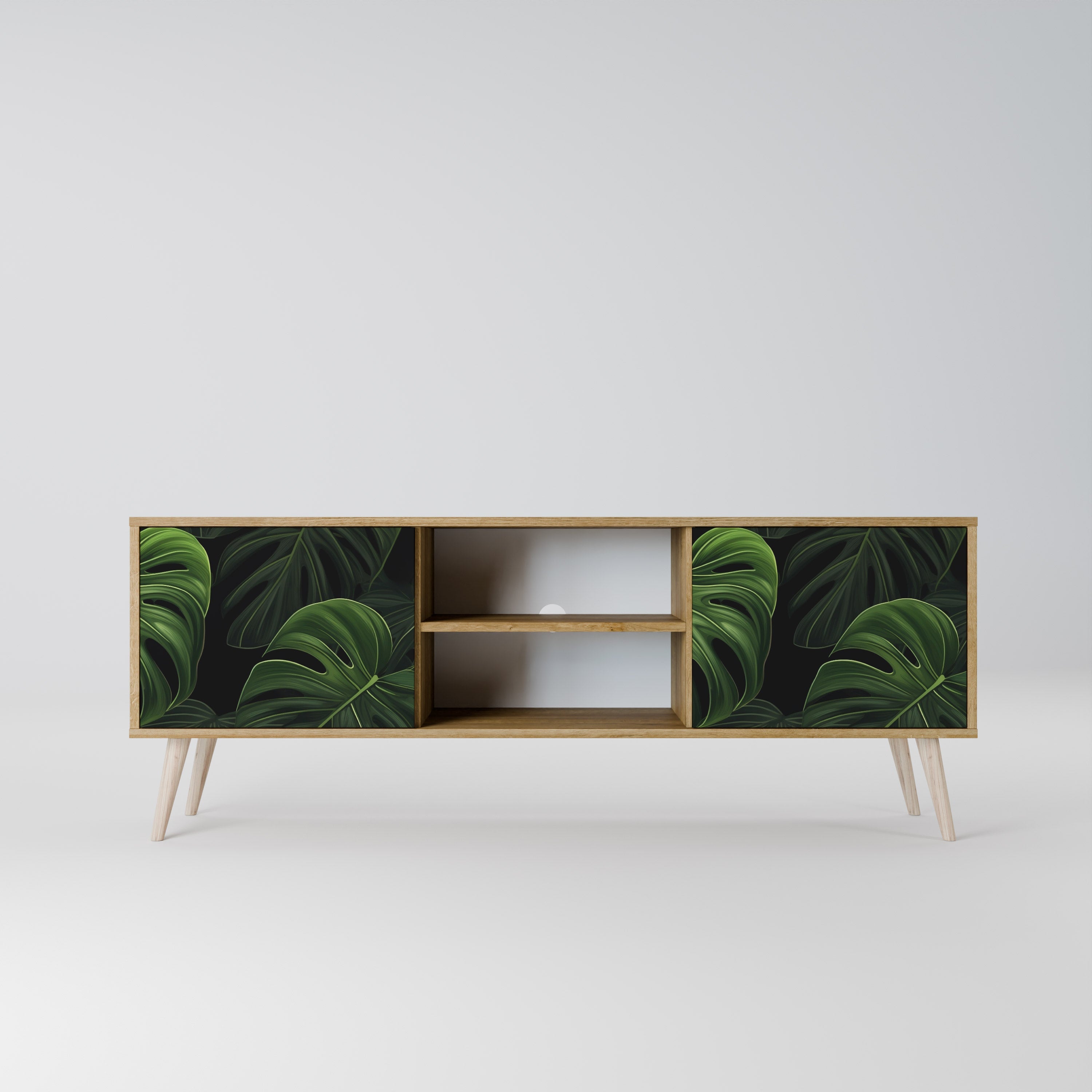 INFINITE MONSTERA 2-Door TV Stand in Oak Effect