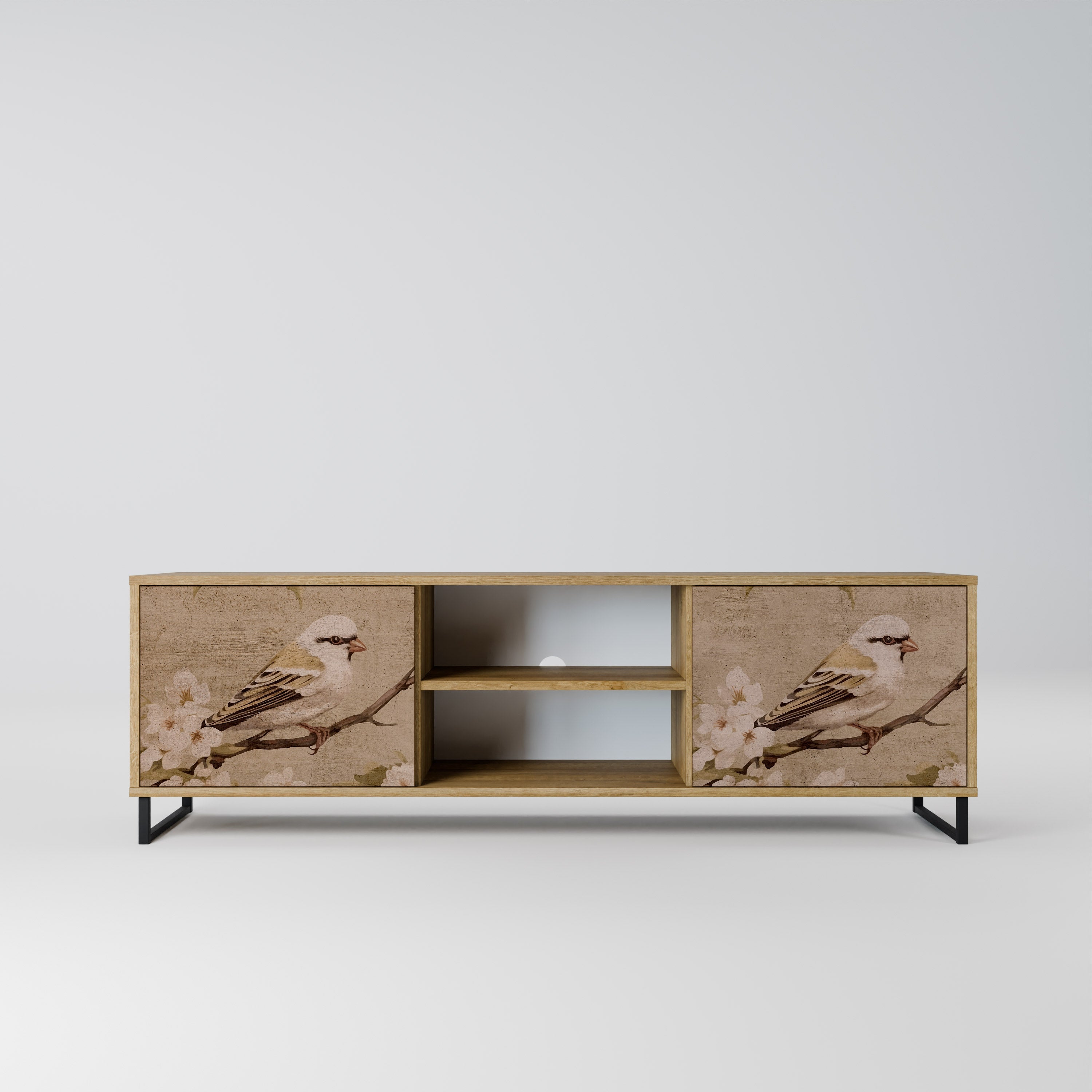 PETAL DISTINGUISH 2-Door TV Stand in Oak Effect