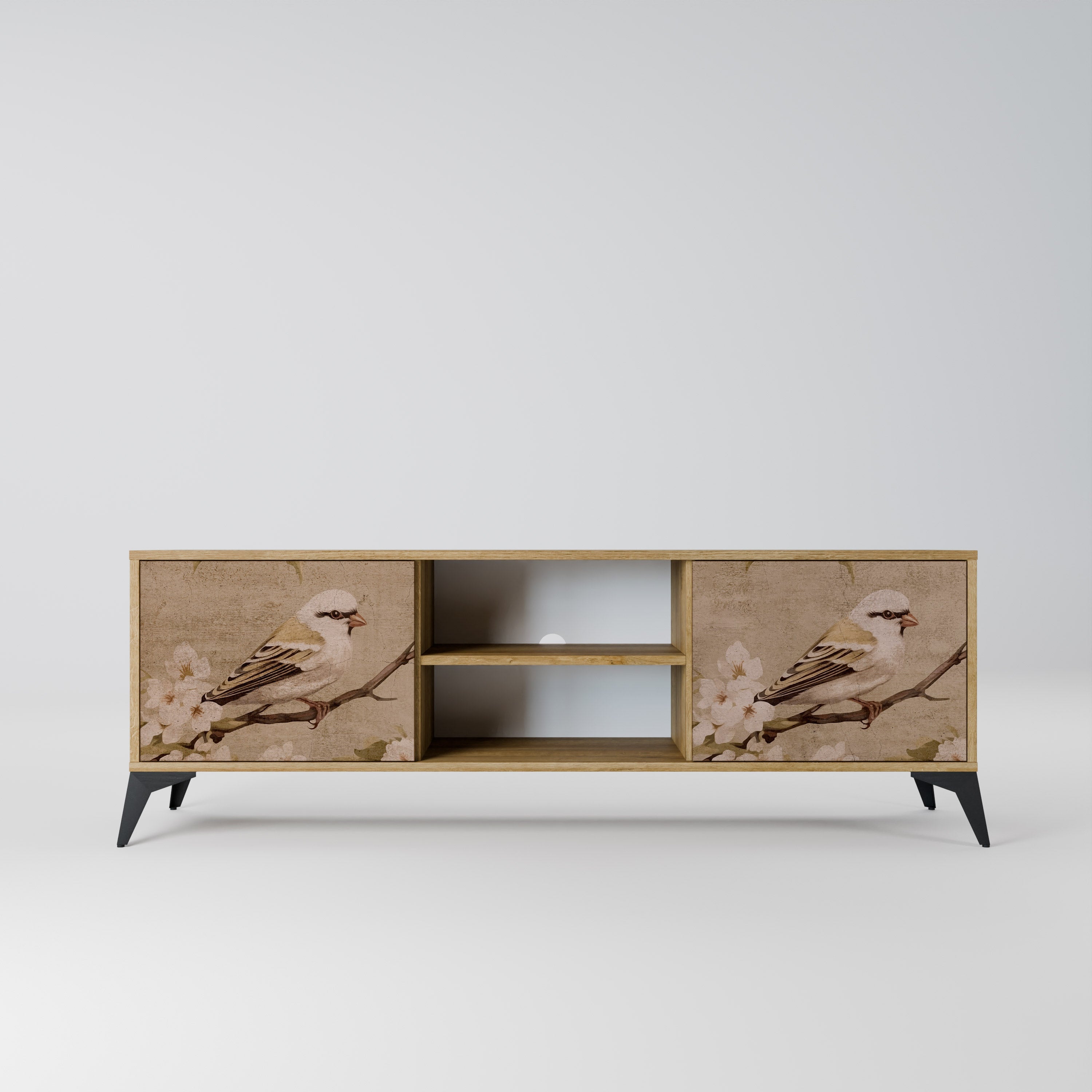 PETAL DISTINGUISH 2-Door TV Stand in Oak Effect