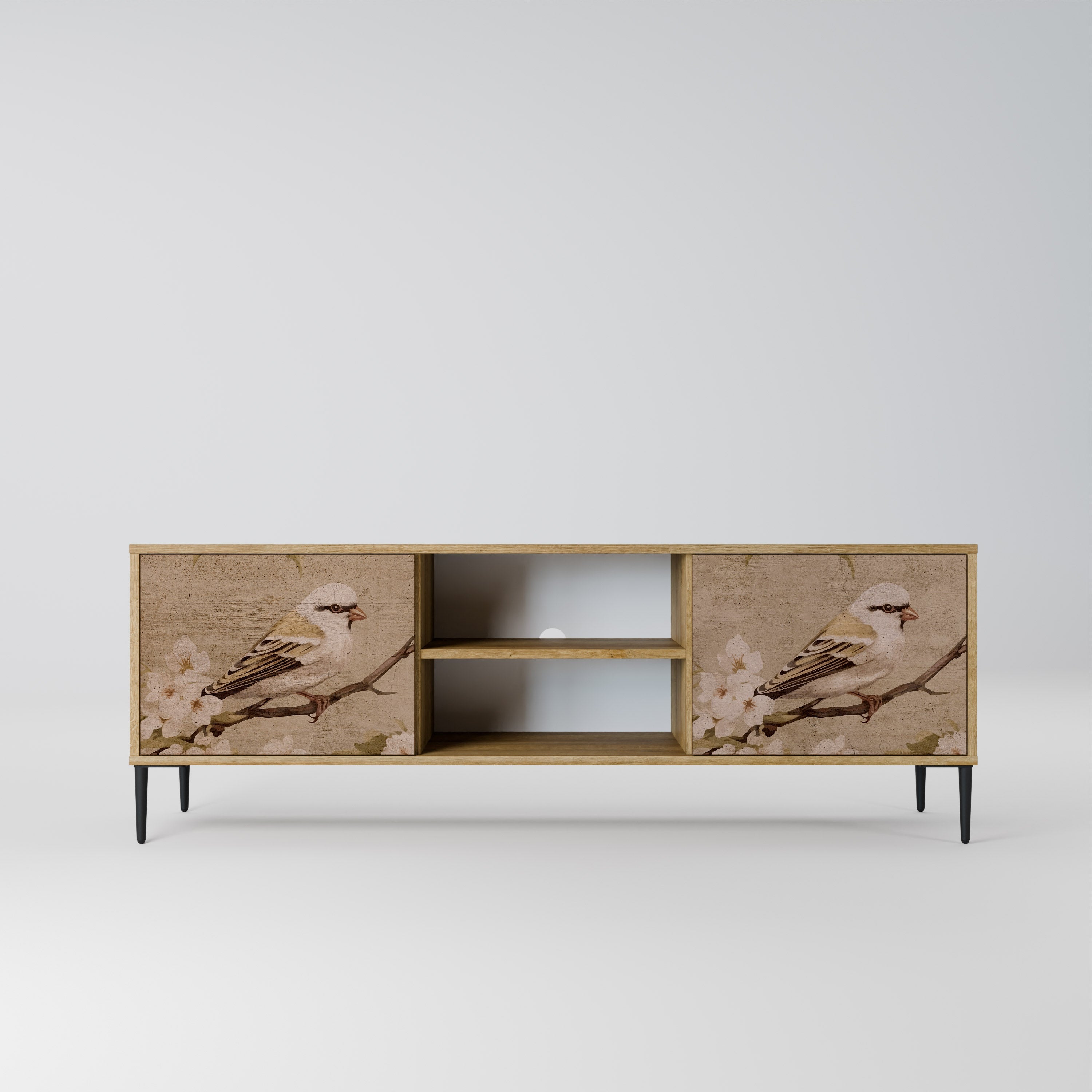 PETAL DISTINGUISH 2-Door TV Stand in Oak Effect