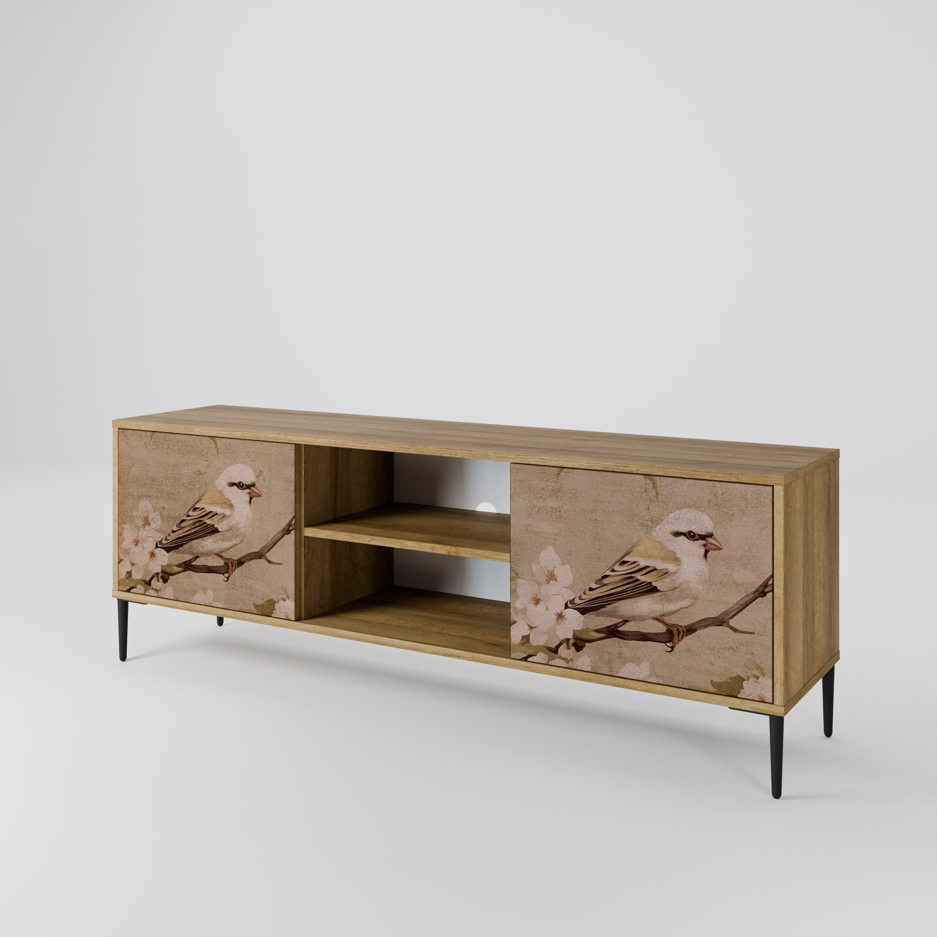 PETAL DISTINGUISH 2-Door TV Stand in Oak Effect