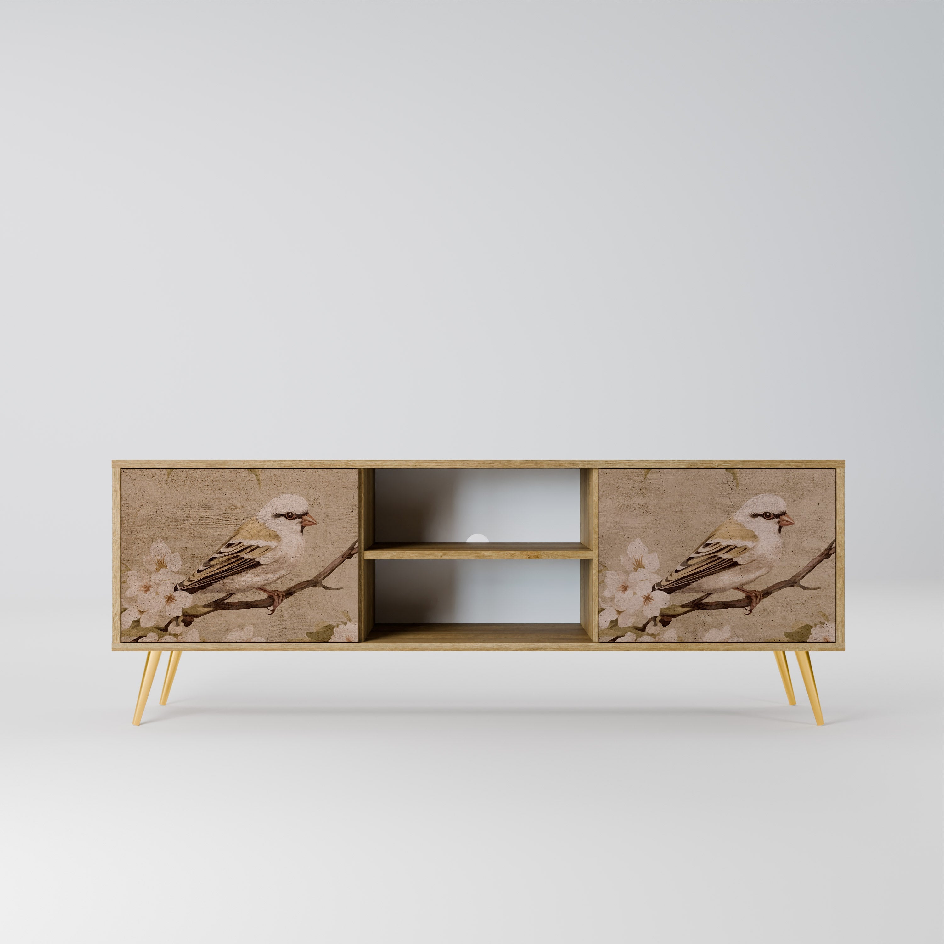 PETAL DISTINGUISH 2-Door TV Stand in Oak Effect