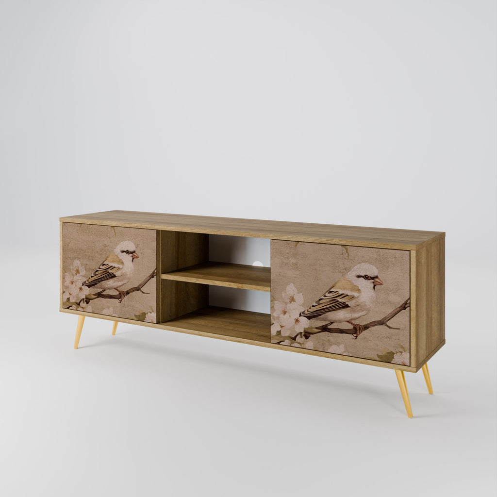 PETAL DISTINGUISH 2-Door TV Stand in Oak Effect
