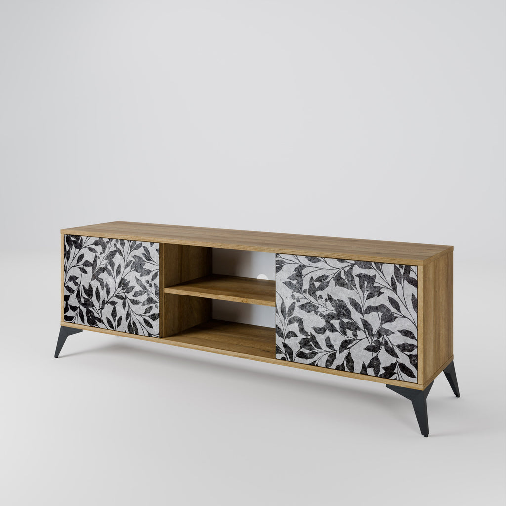 CHARCOAL SPROUT 2-Door TV Stand in Oak Effect