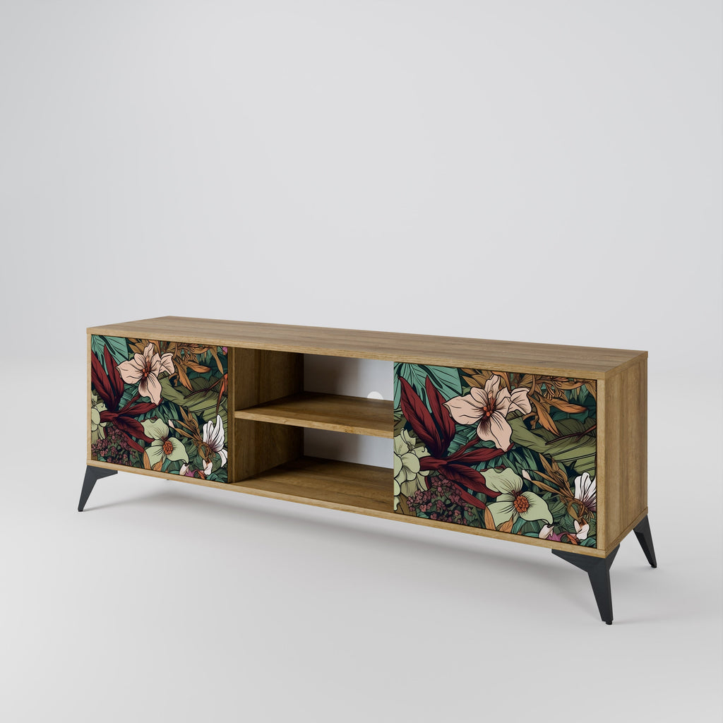 BOTANICAL EMERGENCE 2-Door TV Stand in Oak Effect
