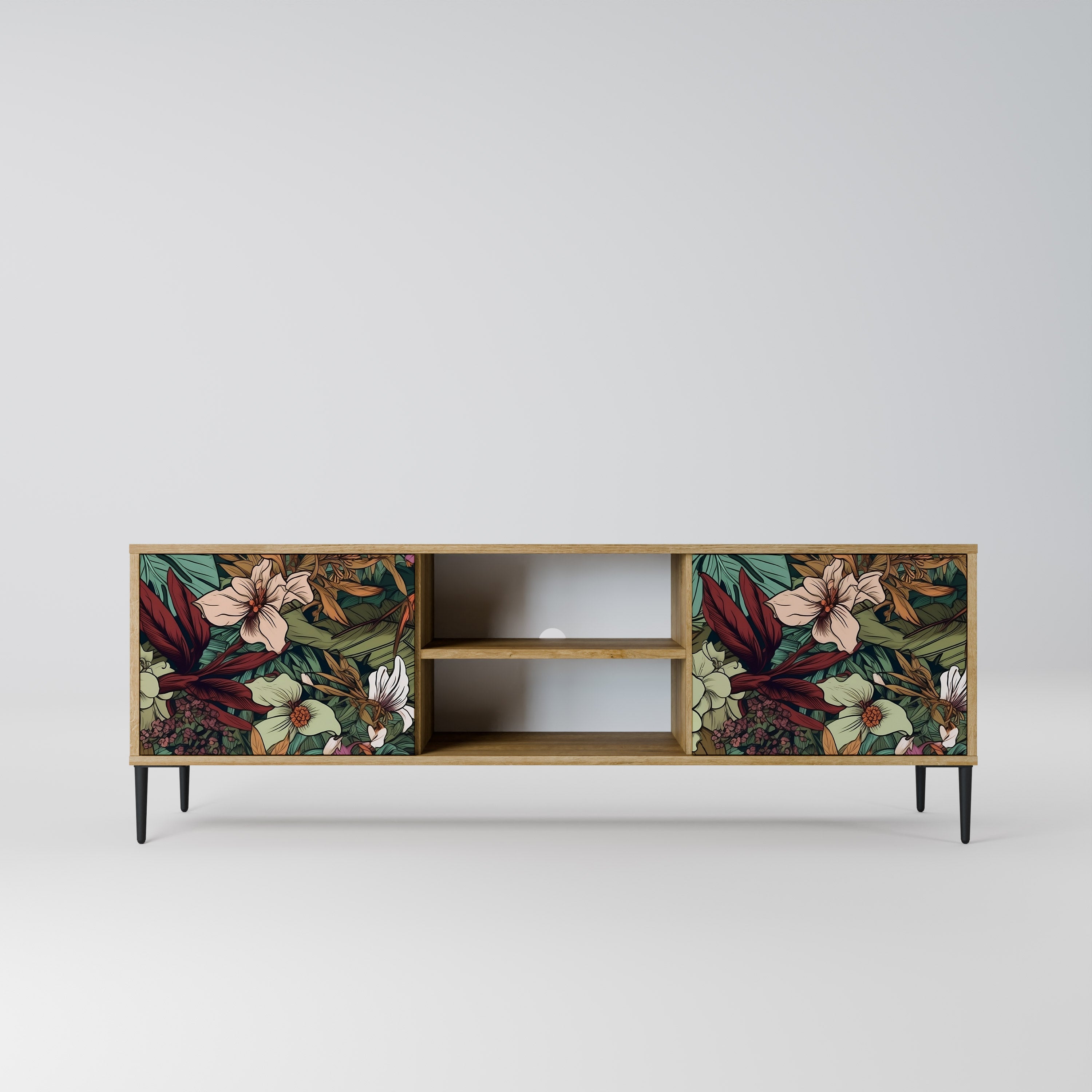 BOTANICAL EMERGENCE 2-Door TV Stand in Oak Effect