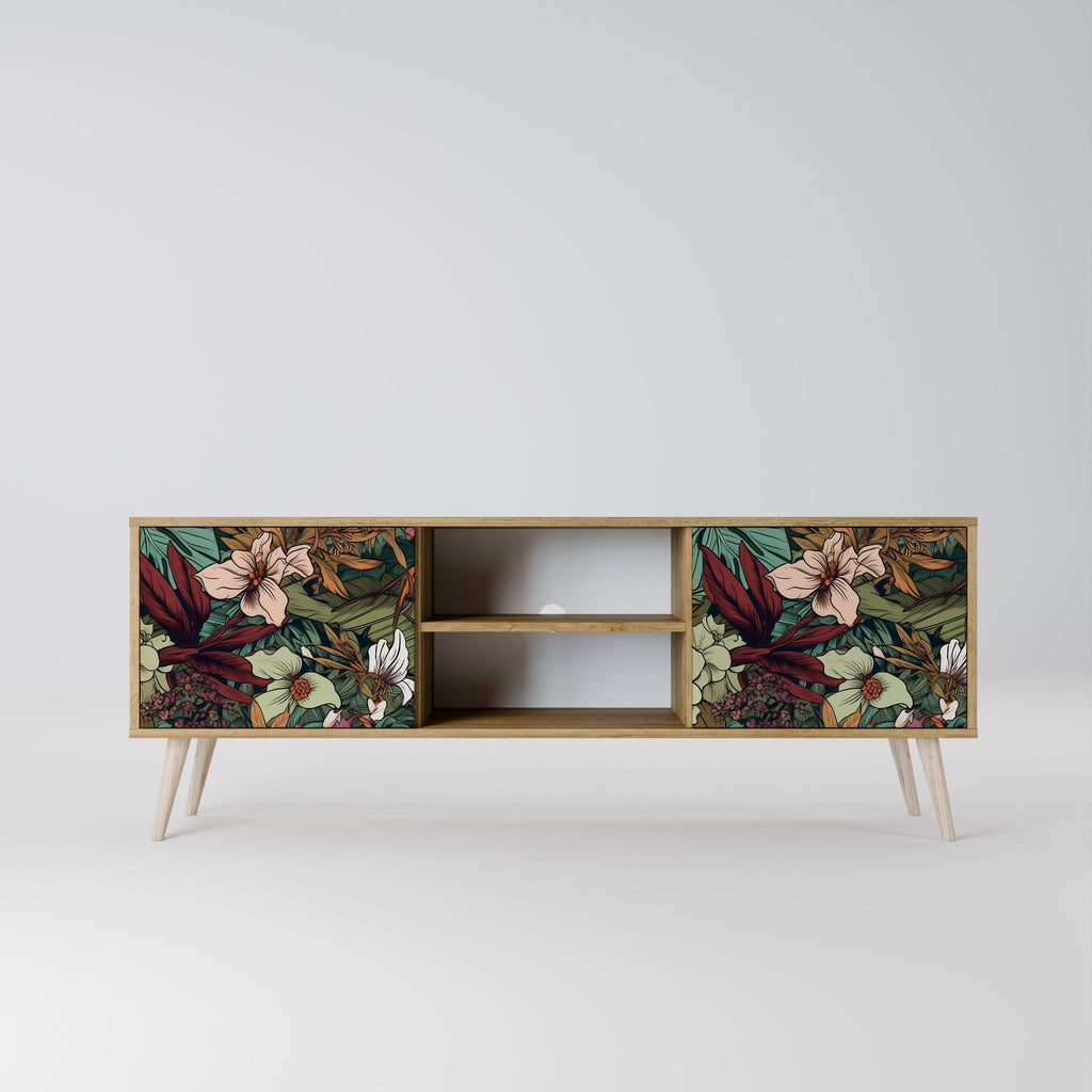 BOTANICAL EMERGENCE 2-Door TV Stand in Oak Effect