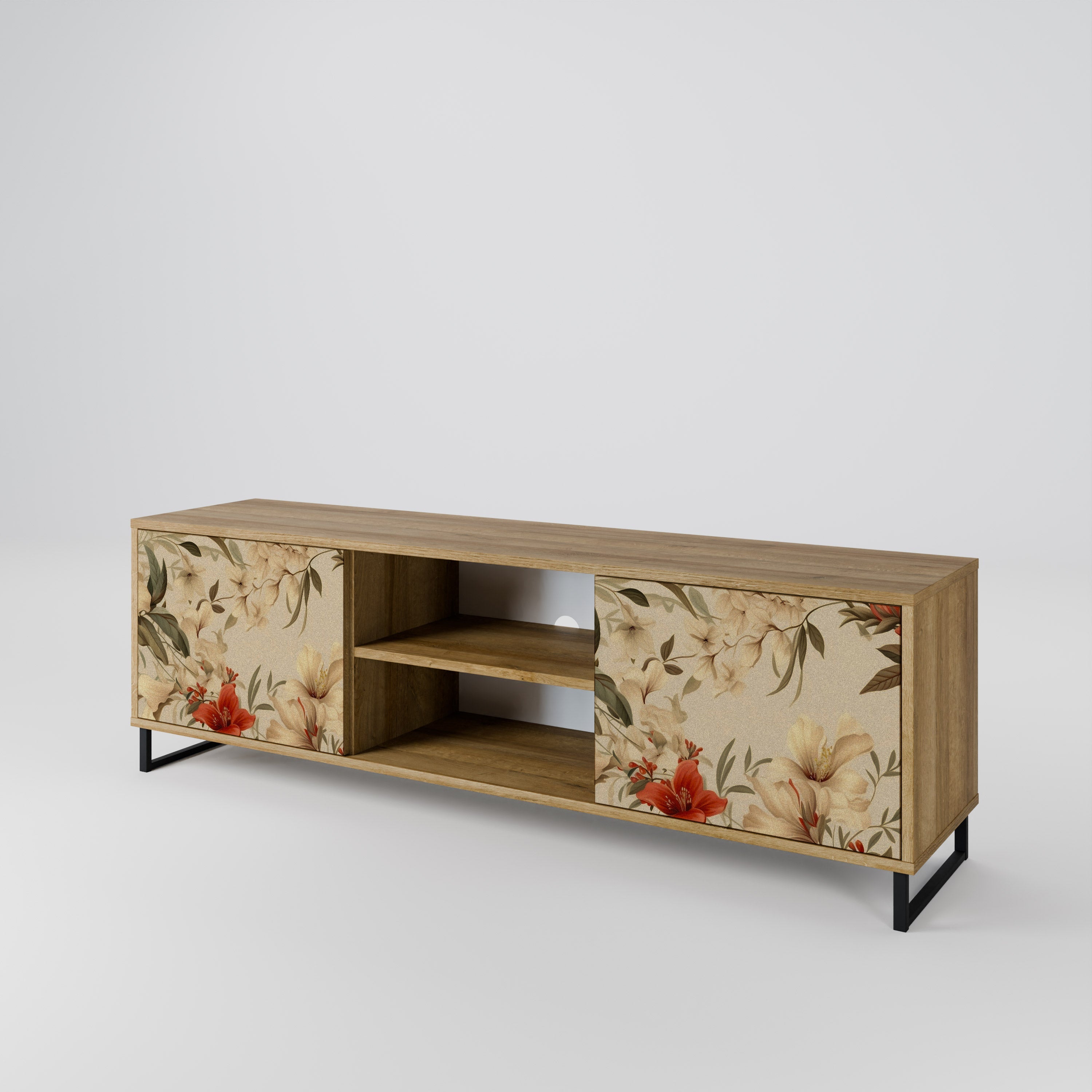 BLOOMING HARMONY 2-Door TV Stand in Oak Effect