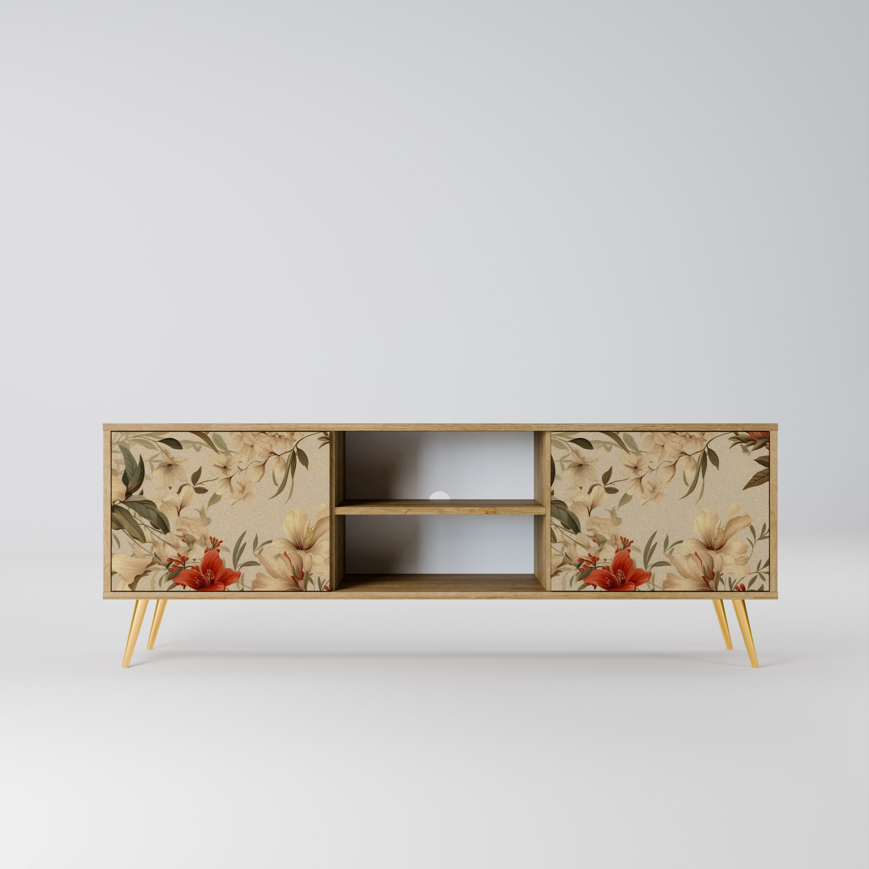 BLOOMING HARMONY 2-Door TV Stand in Oak Effect