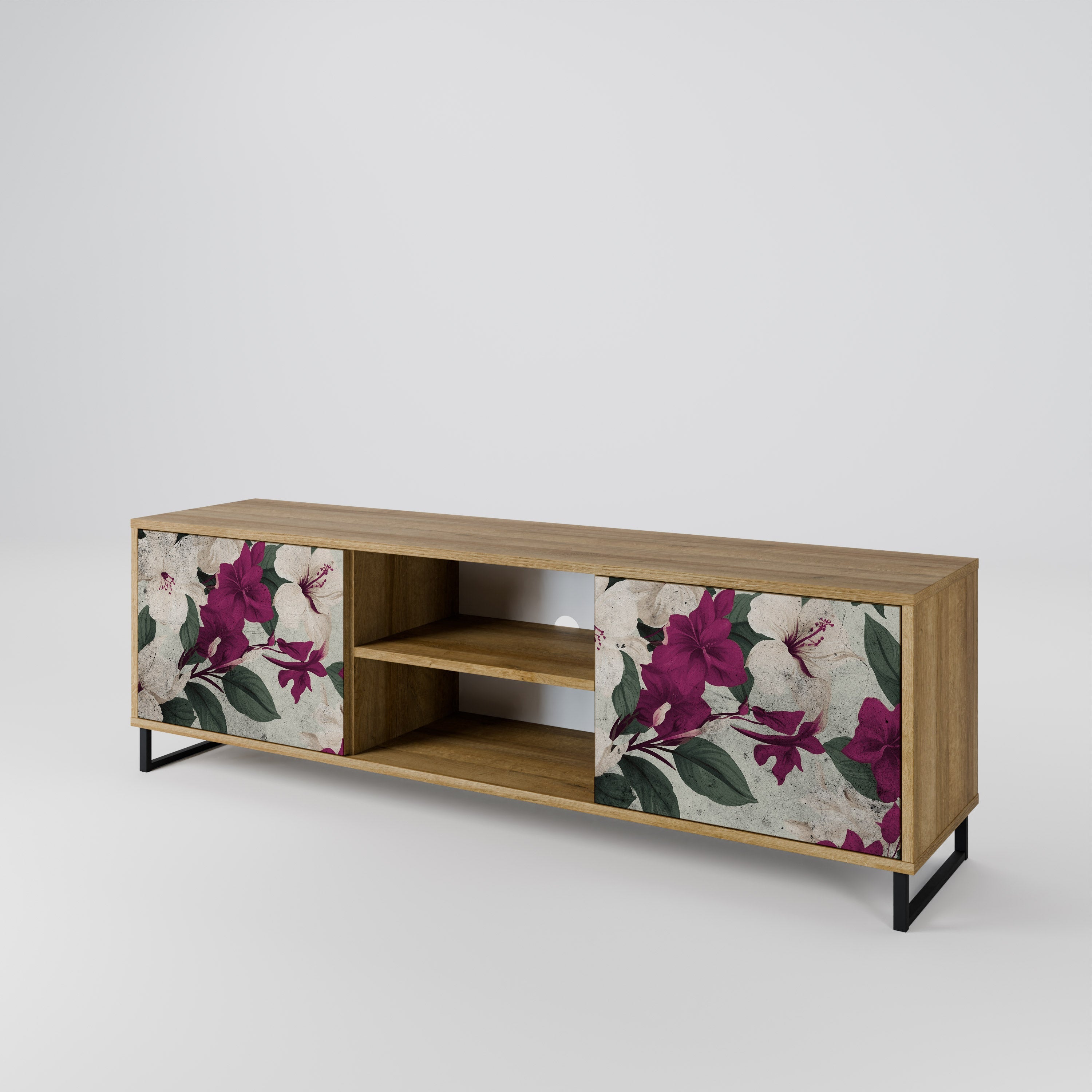 FLOWERET DREAM 2-Door TV Stand in Oak Effect