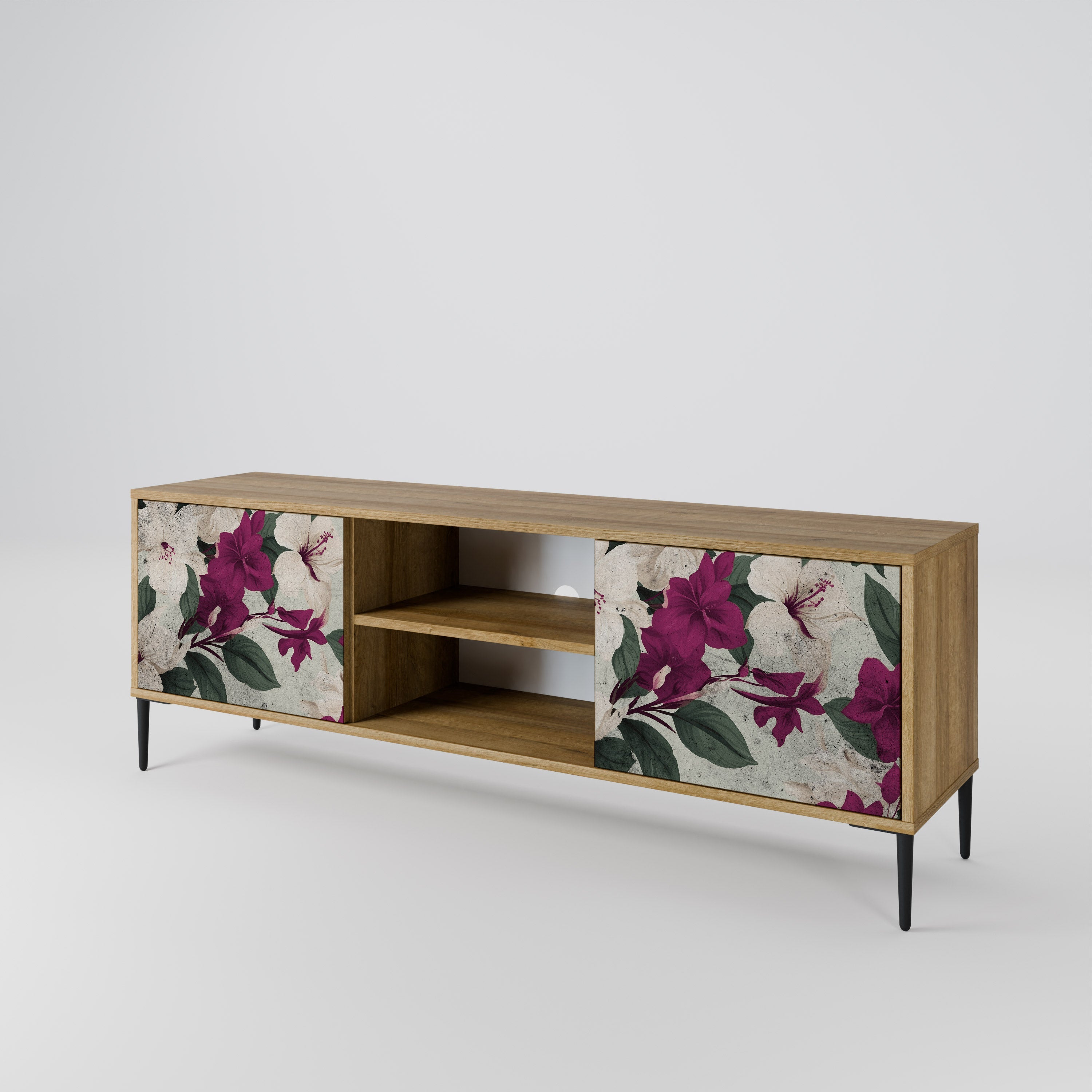 FLOWERET DREAM 2-Door TV Stand in Oak Effect