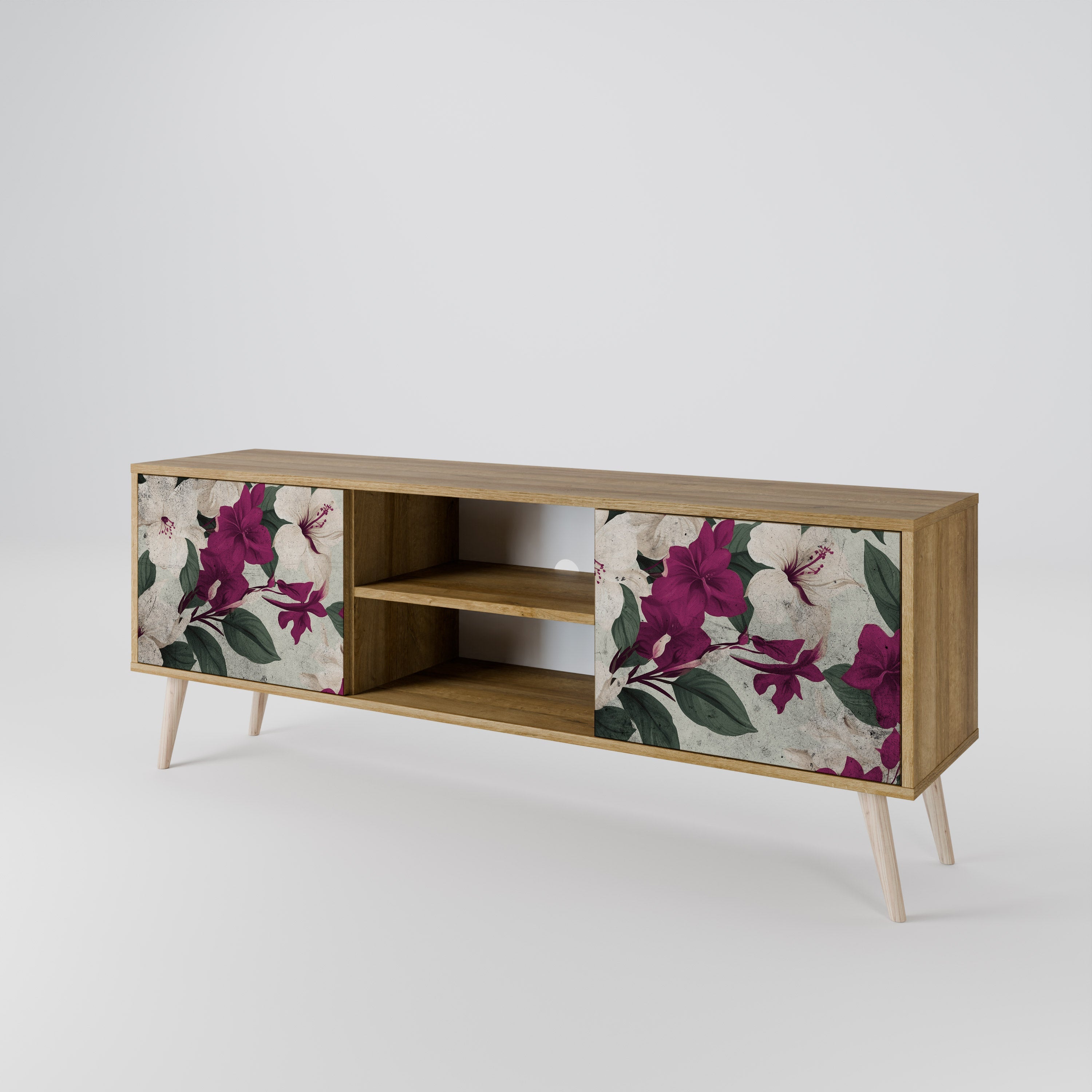 FLOWERET DREAM 2-Door TV Stand in Oak Effect