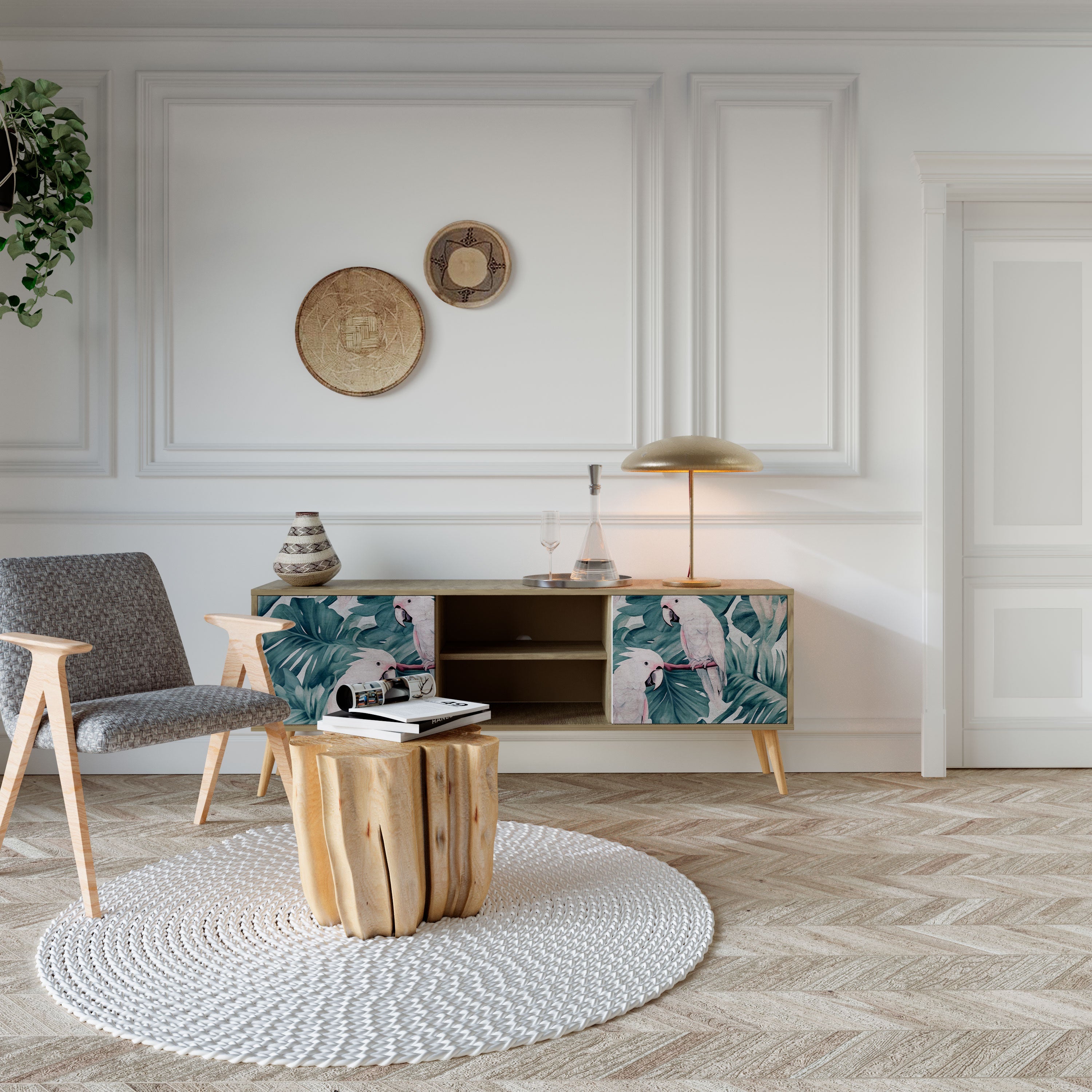 POPINJAY LOOK 2-Door TV Stand in Oak Effect