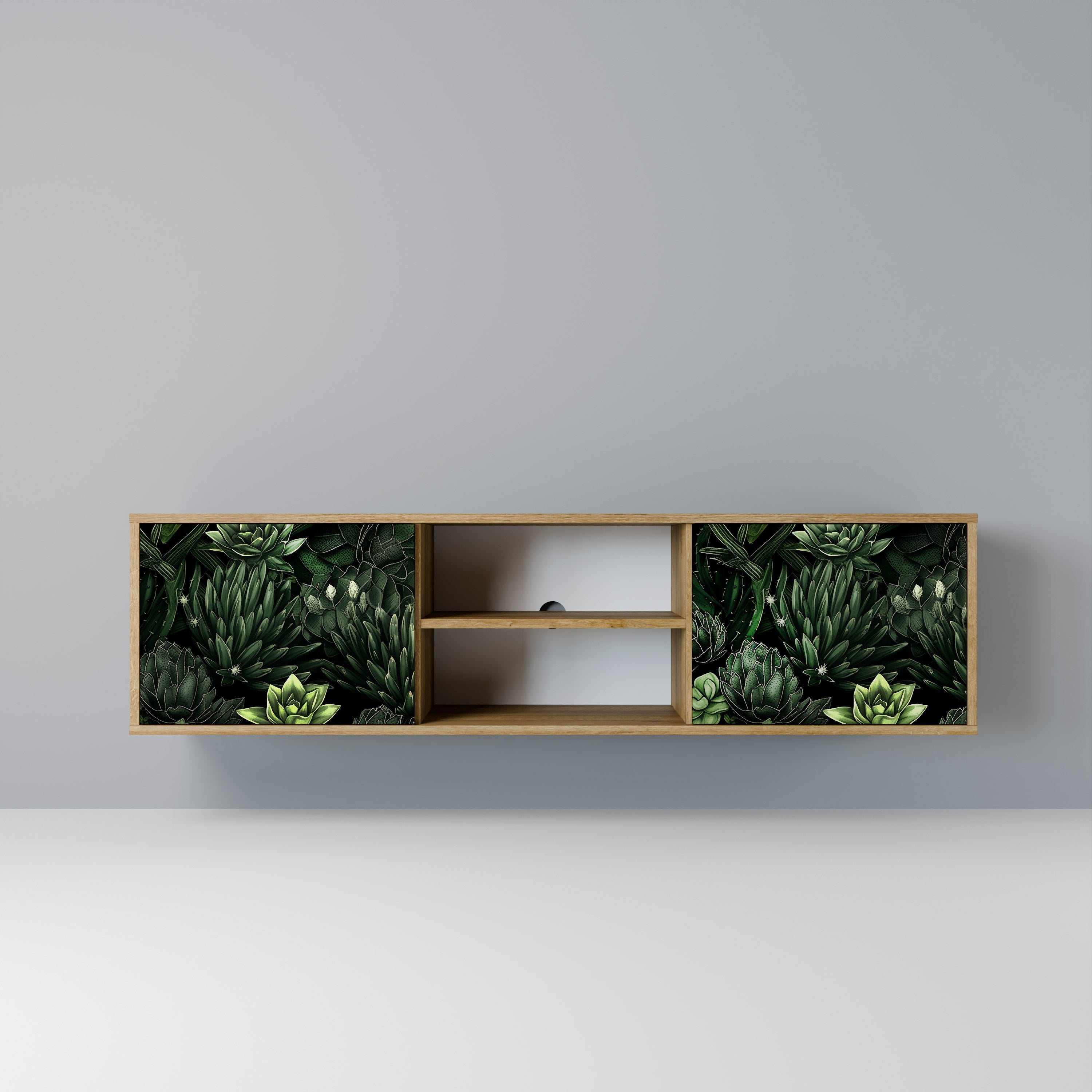 SUCCULENT JUNGLE 2-Door TV Stand in Oak Effect