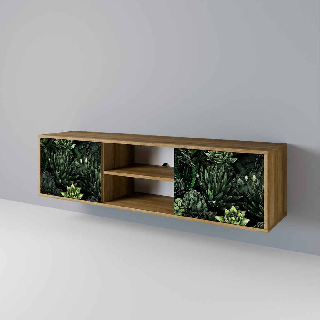 SUCCULENT JUNGLE 2-Door TV Stand in Oak Effect