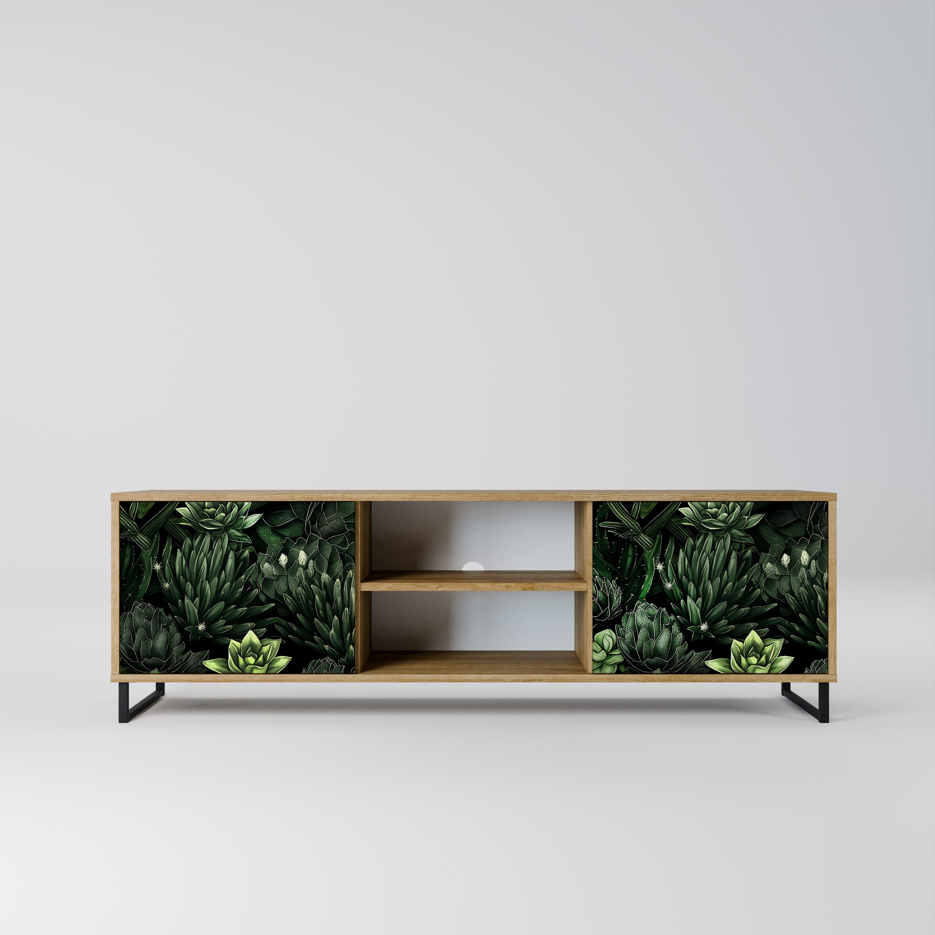 SUCCULENT JUNGLE 2-Door TV Stand in Oak Effect