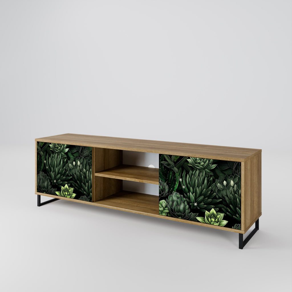 SUCCULENT JUNGLE 2-Door TV Stand in Oak Effect
