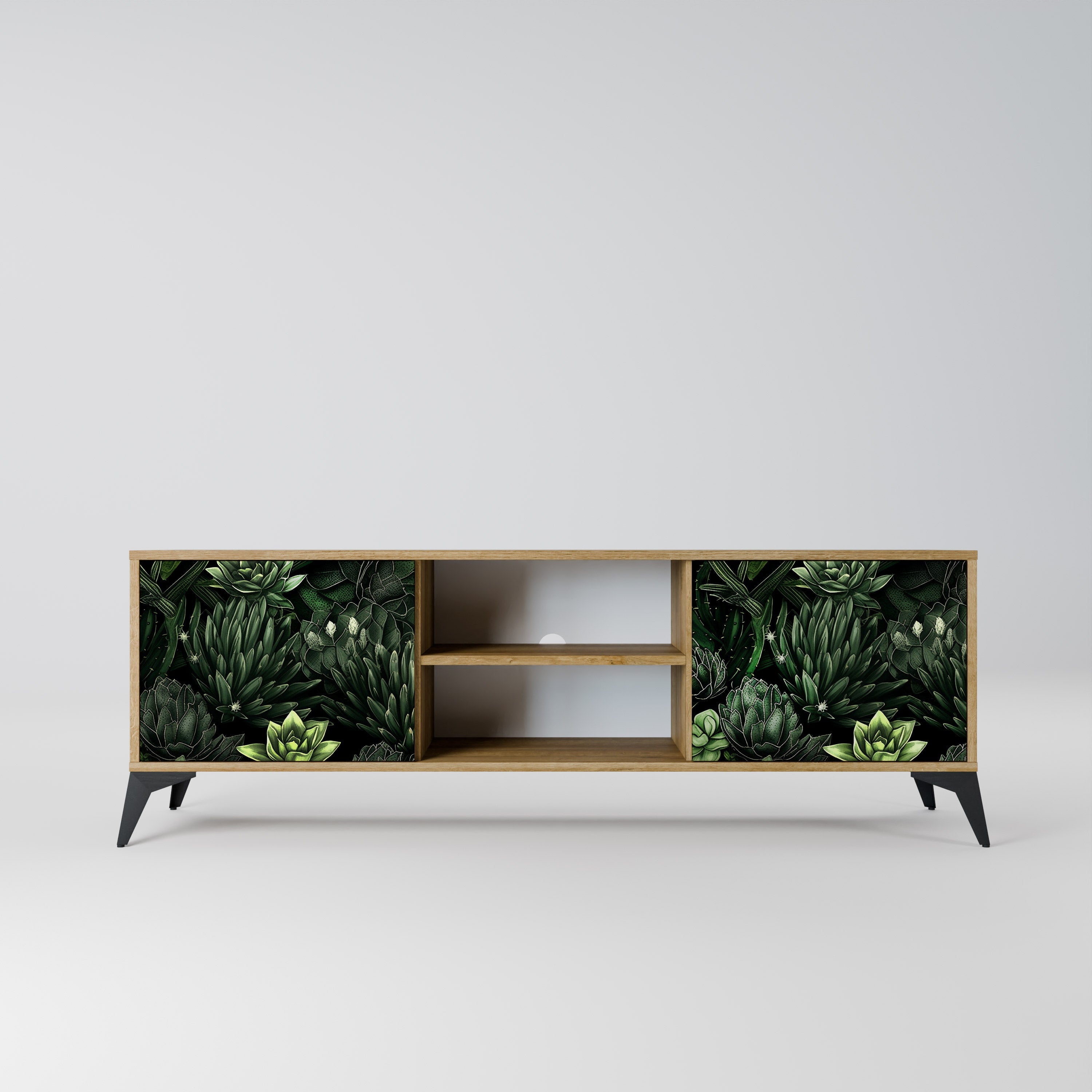 SUCCULENT JUNGLE 2-Door TV Stand in Oak Effect