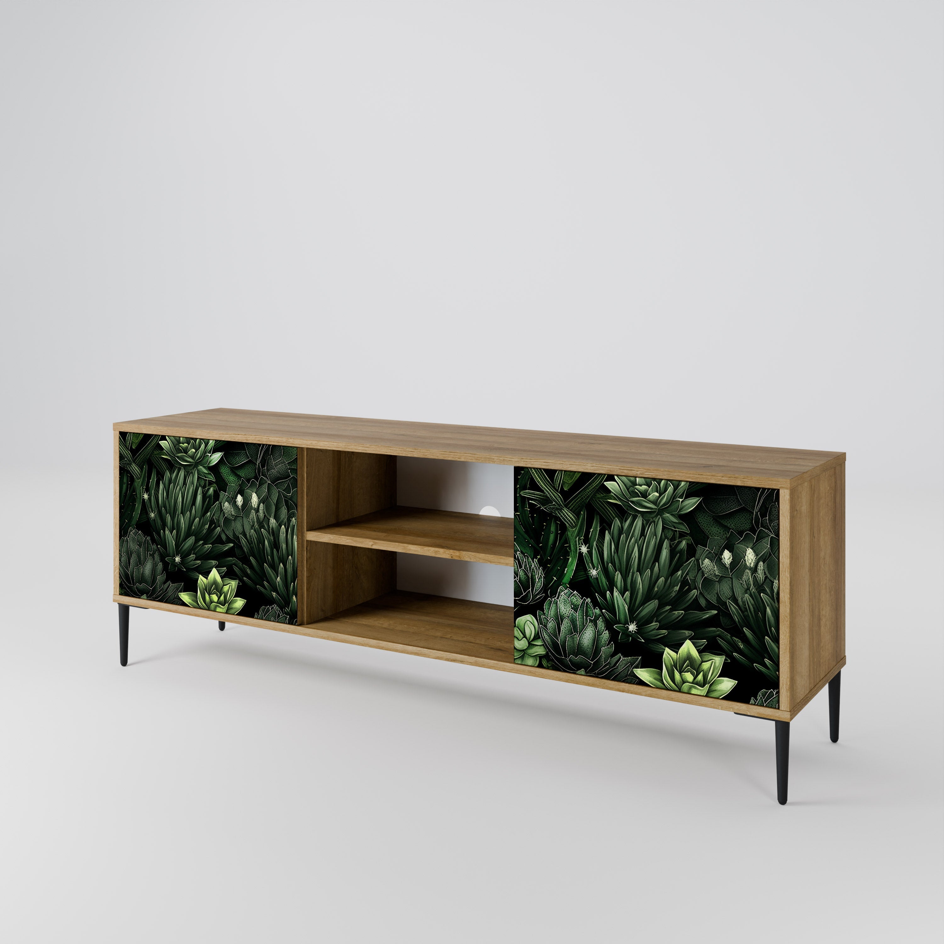SUCCULENT JUNGLE 2-Door TV Stand in Oak Effect