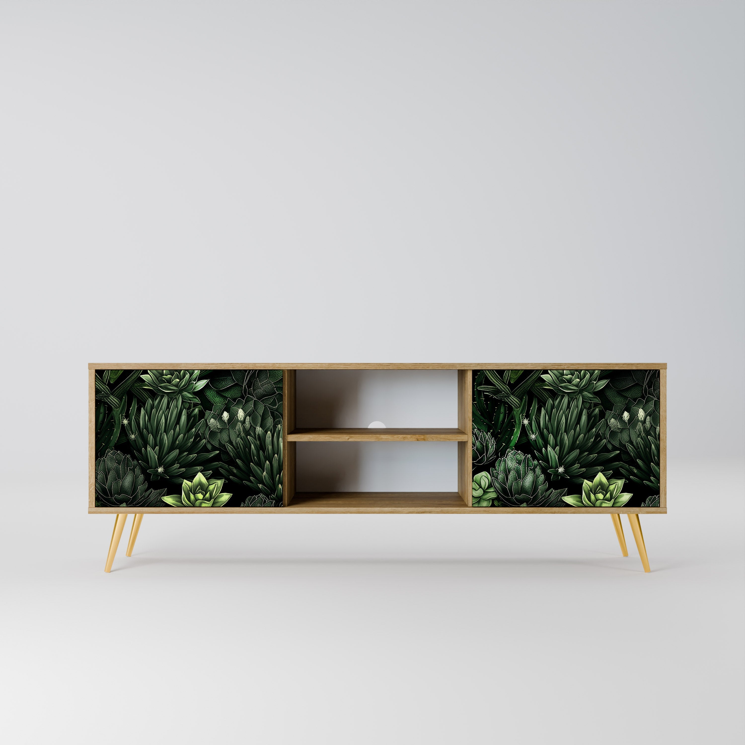 SUCCULENT JUNGLE 2-Door TV Stand in Oak Effect