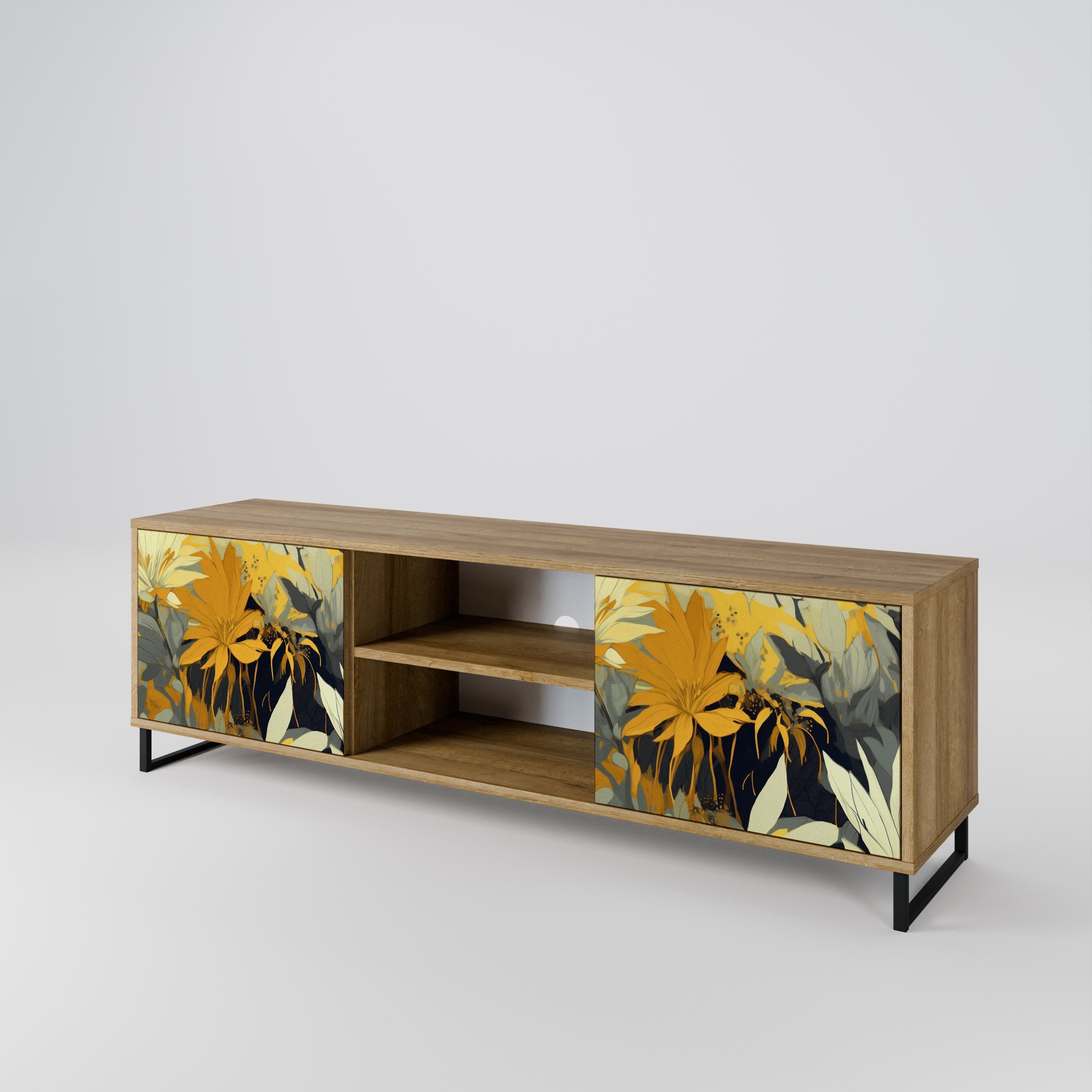 SUNKISSED LILY 2-Door TV Stand in Oak Effect