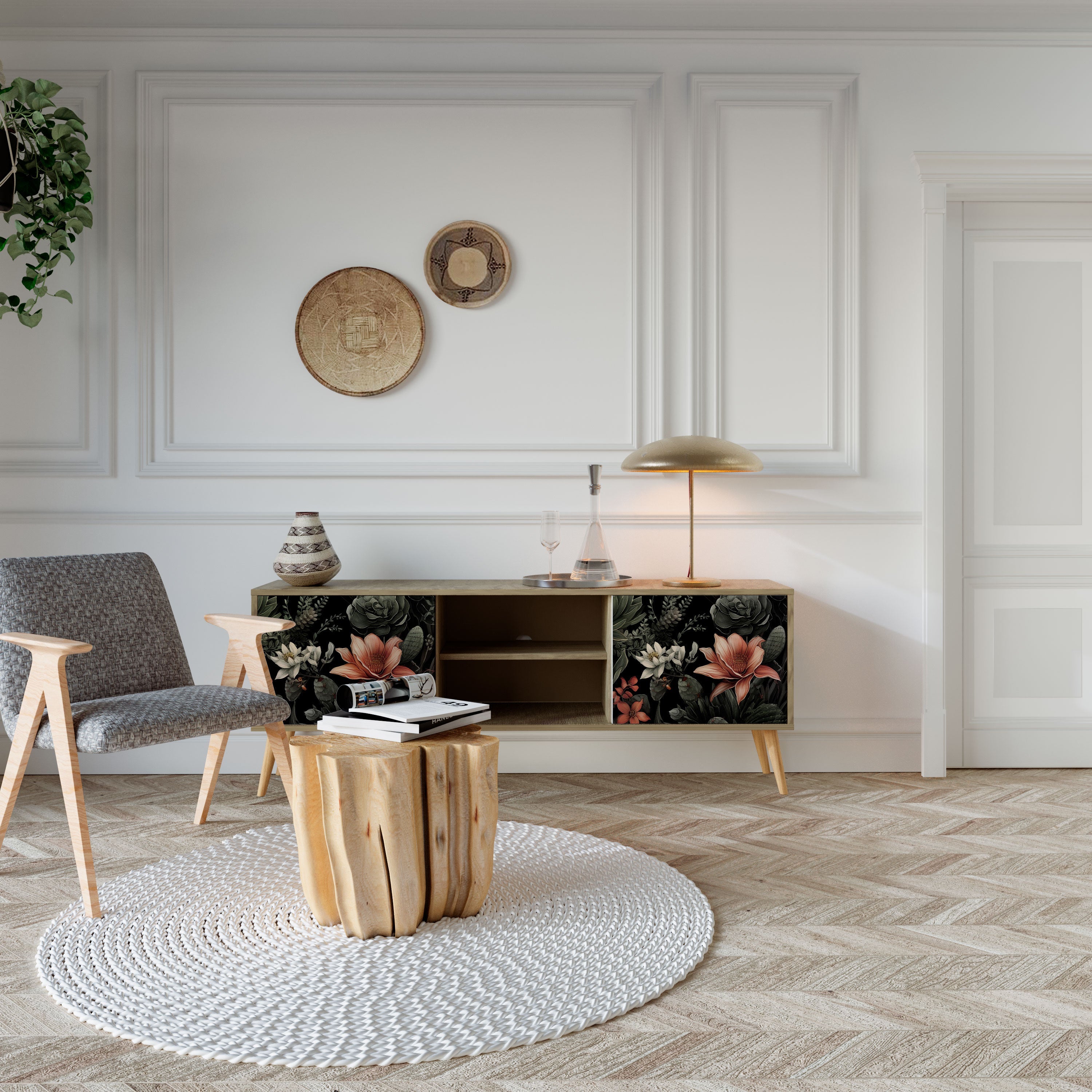 SECRET VERDURE 2-Door TV Stand in Oak Effect