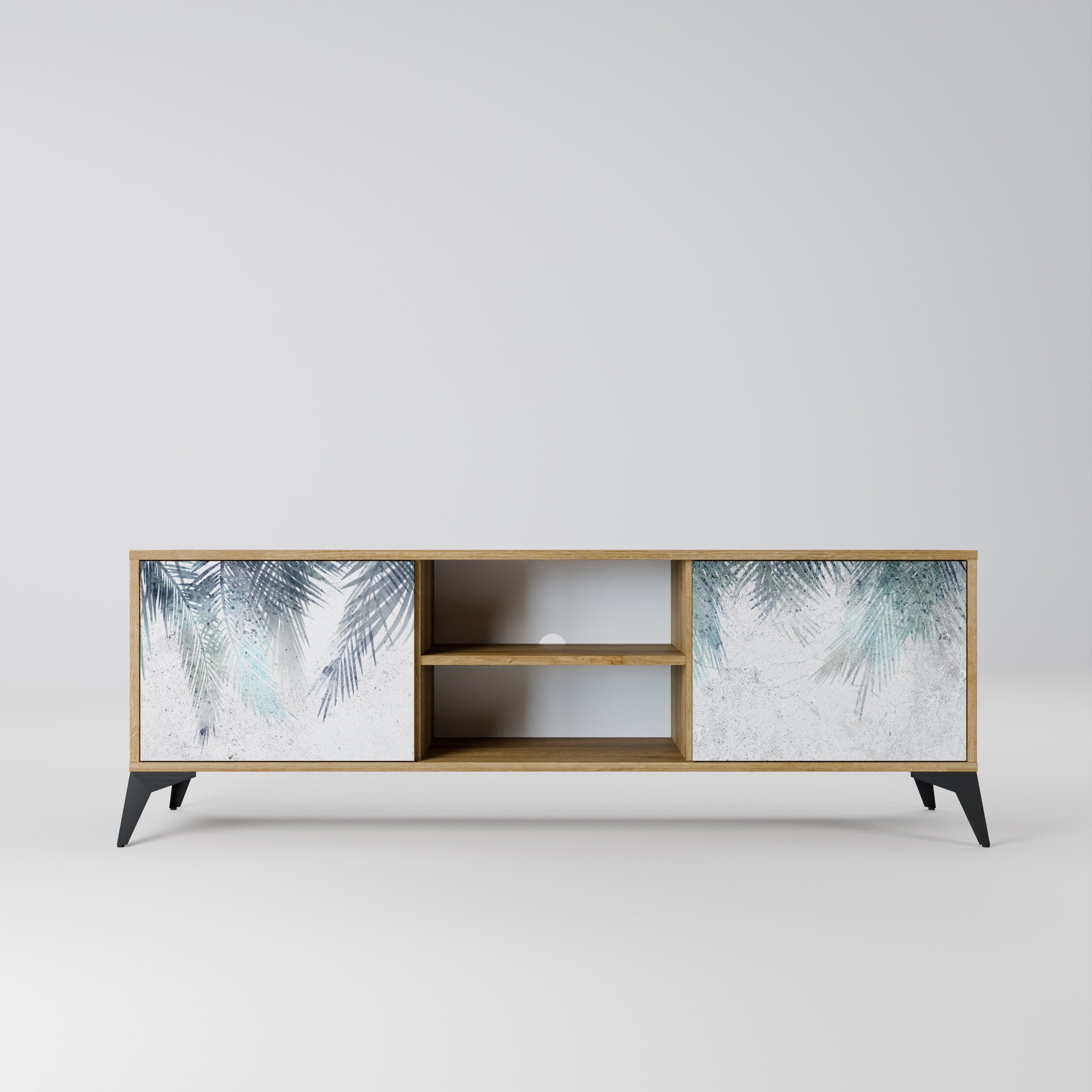 PALM VEIL 2-Door TV Stand in Oak Effect