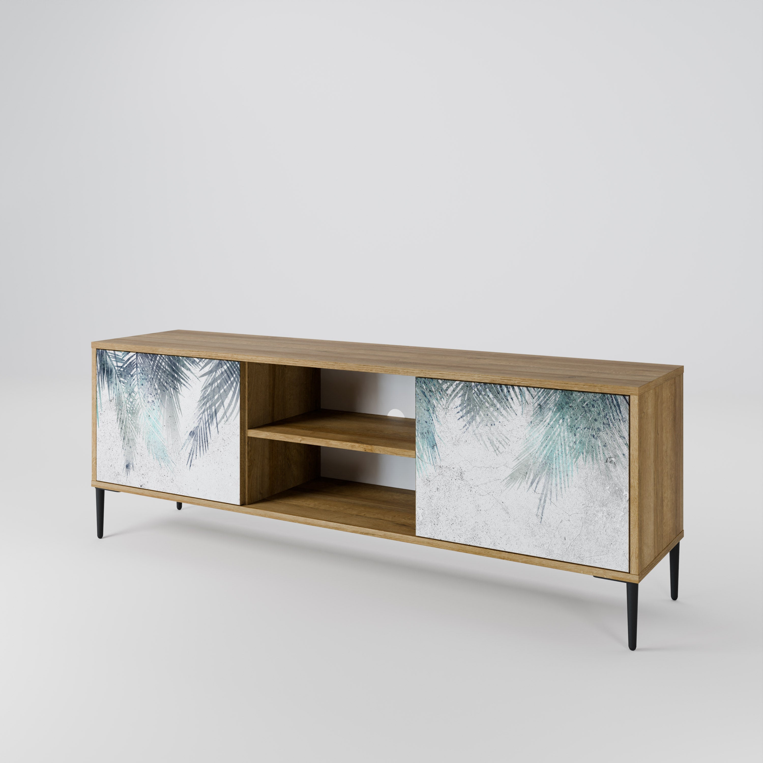 PALM VEIL 2-Door TV Stand in Oak Effect