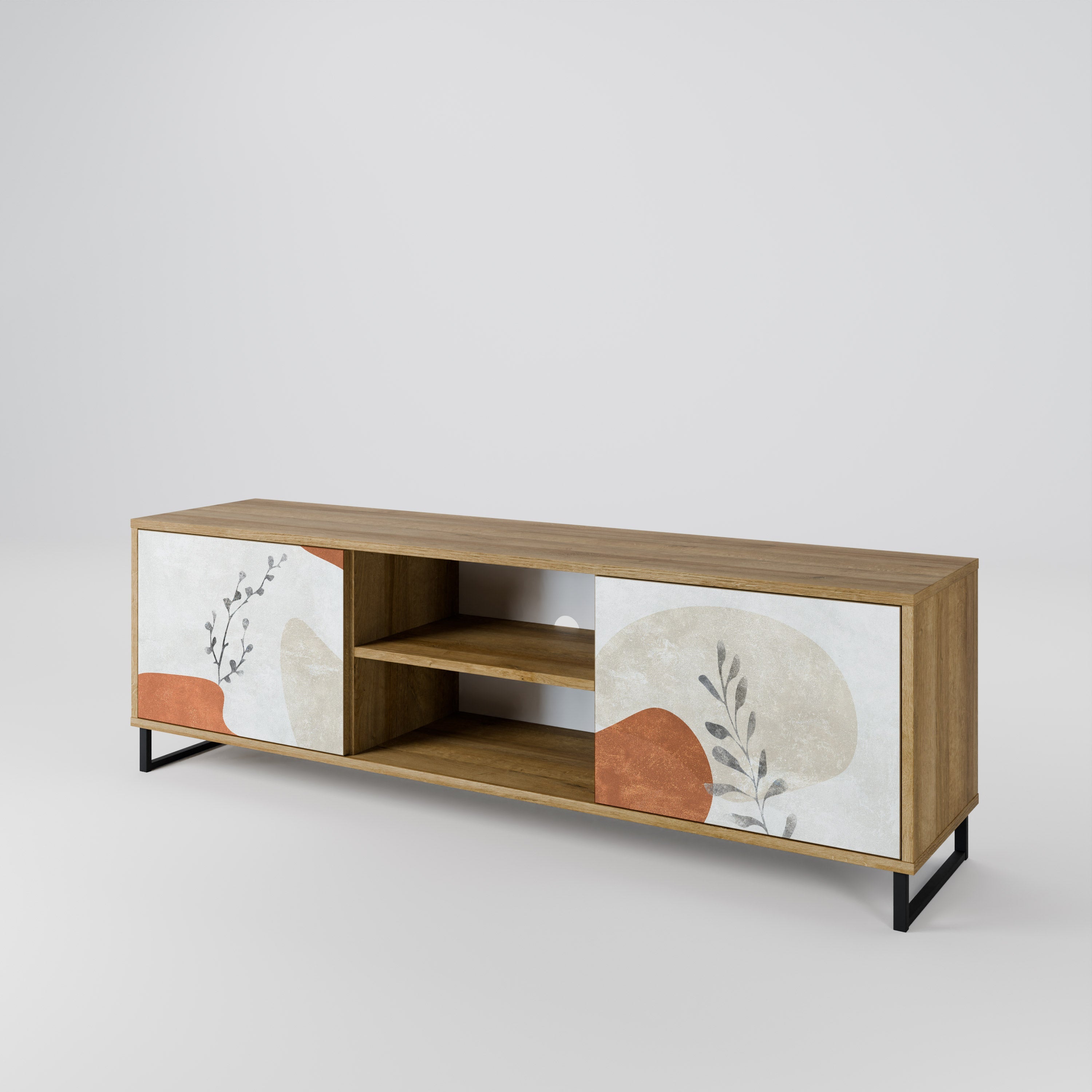 TRANQUIL TWIG 2-Door TV Stand in Oak Effect