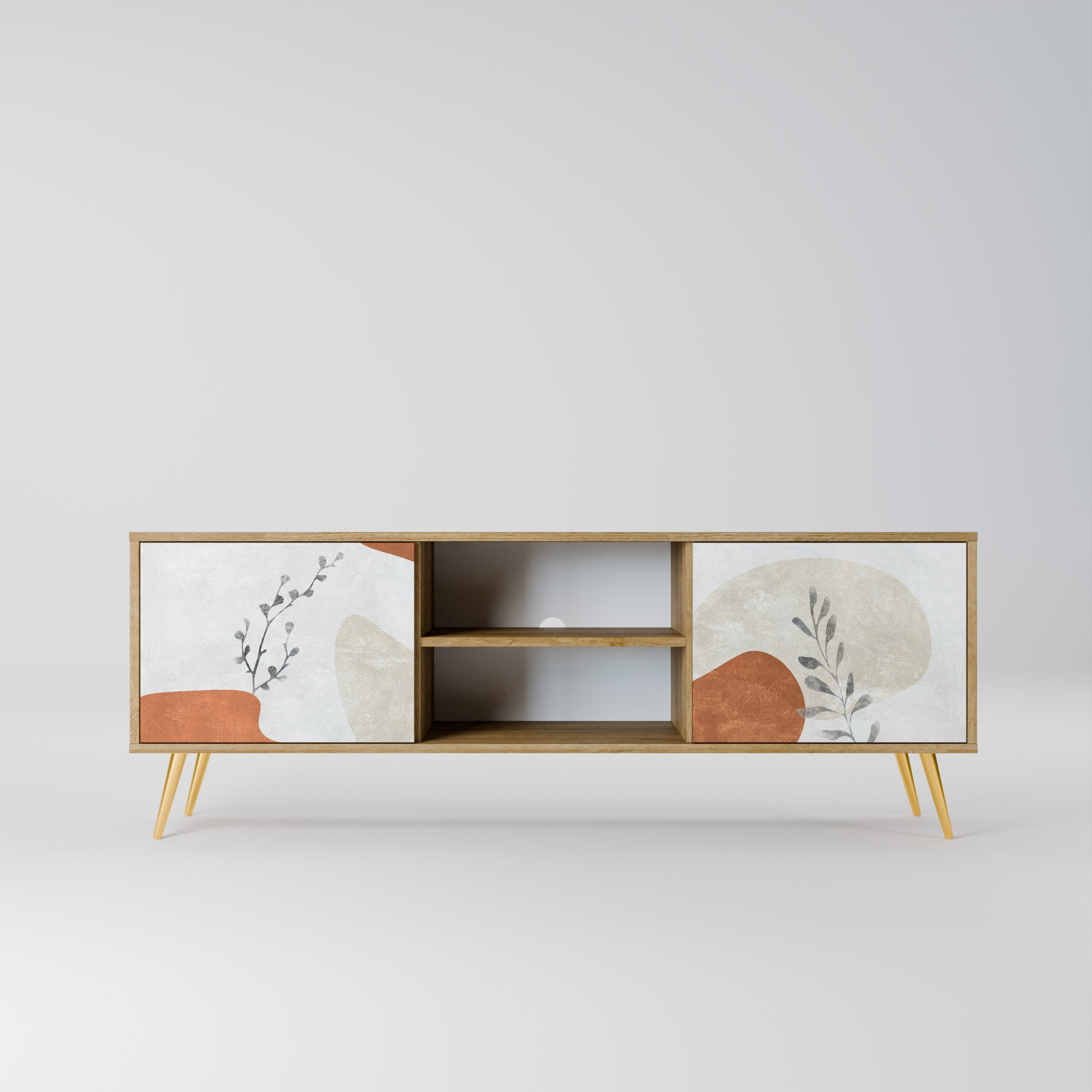 TRANQUIL TWIG 2-Door TV Stand in Oak Effect