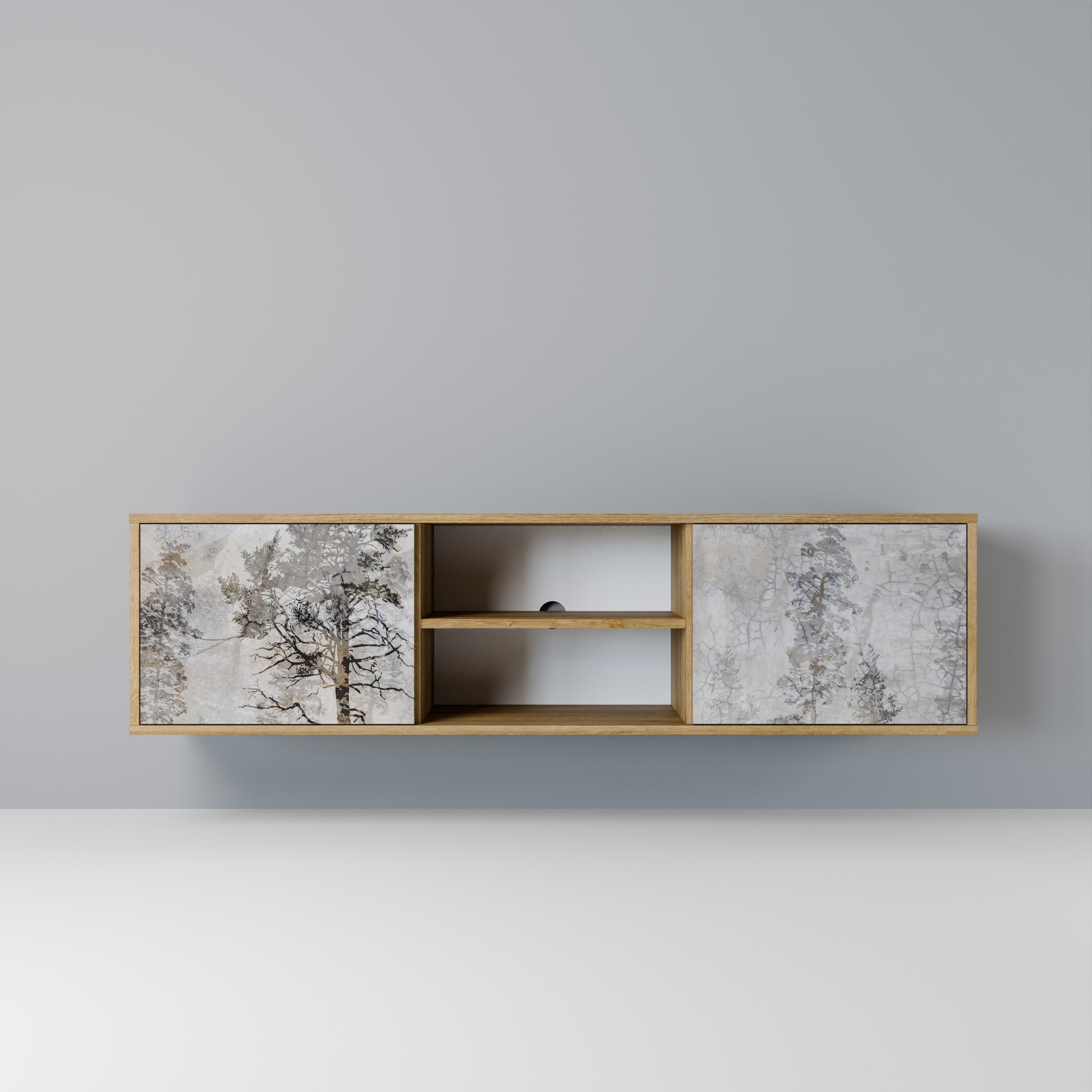 FADE IN THE TREES 2-Door TV Stand in Oak Effect