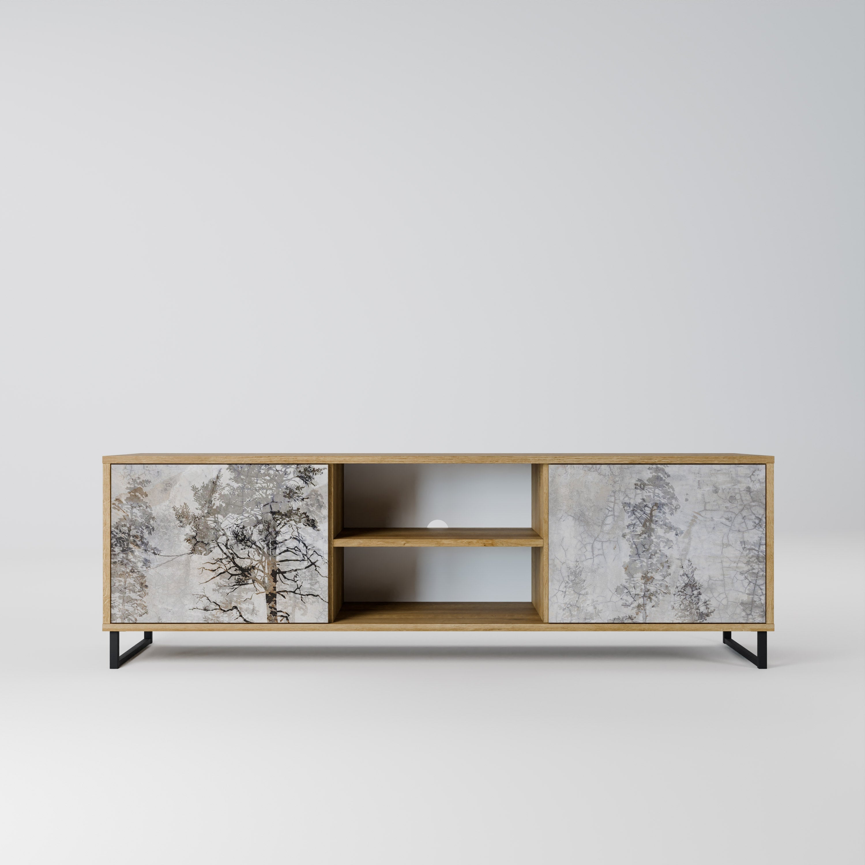 FADE IN THE TREES 2-Door TV Stand in Oak Effect