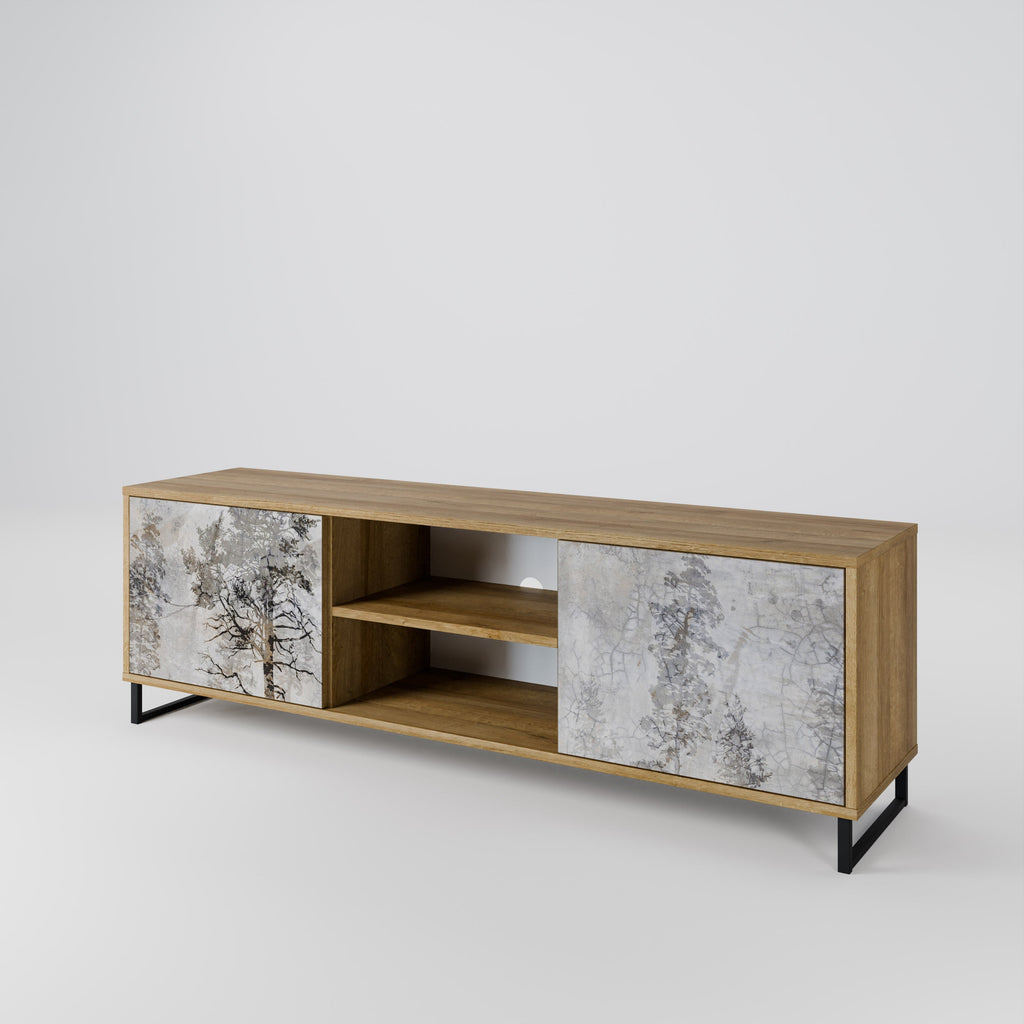 FADE IN THE TREES 2-Door TV Stand in Oak Effect
