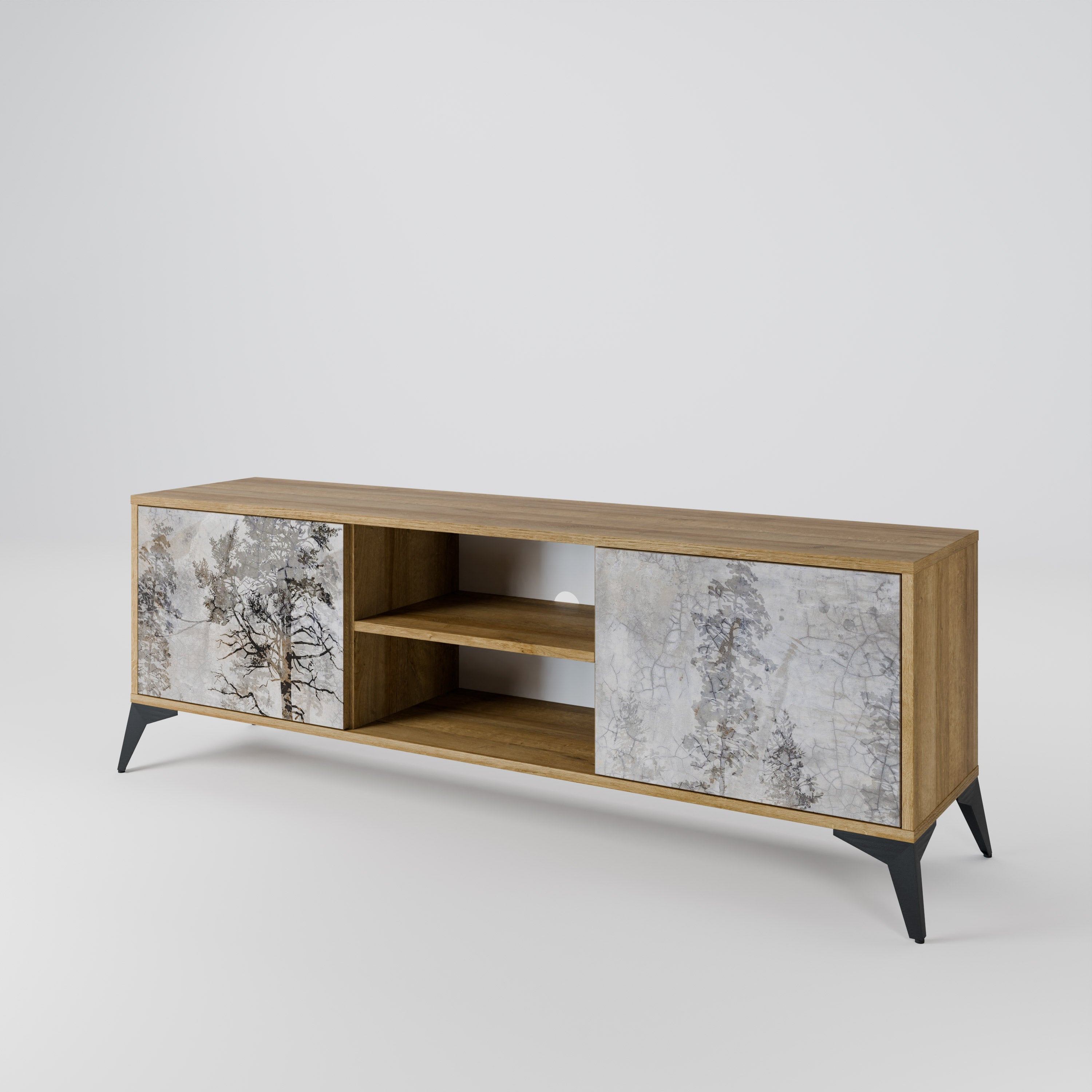 FADE IN THE TREES 2-Door TV Stand in Oak Effect