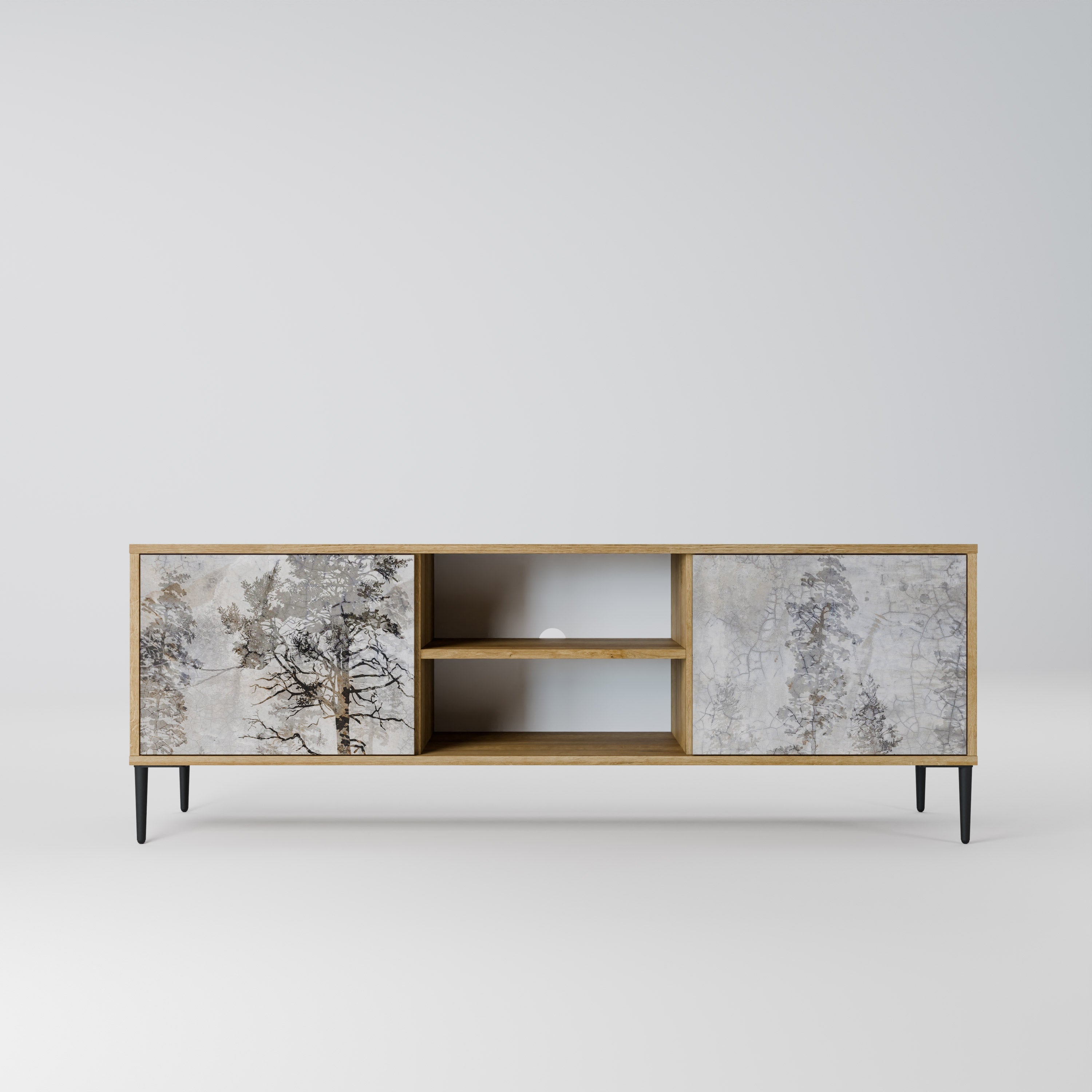 FADE IN THE TREES 2-Door TV Stand in Oak Effect