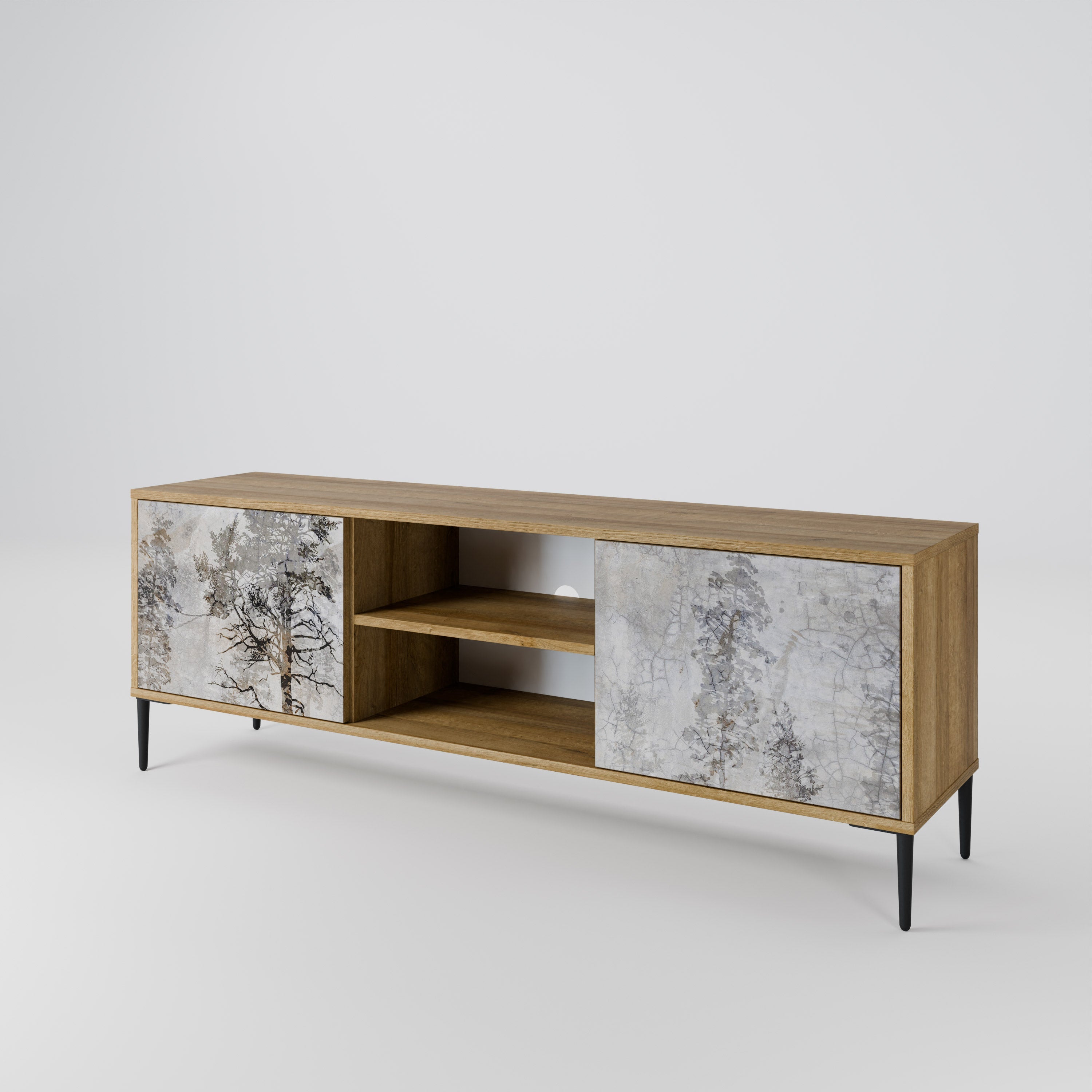 FADE IN THE TREES 2-Door TV Stand in Oak Effect