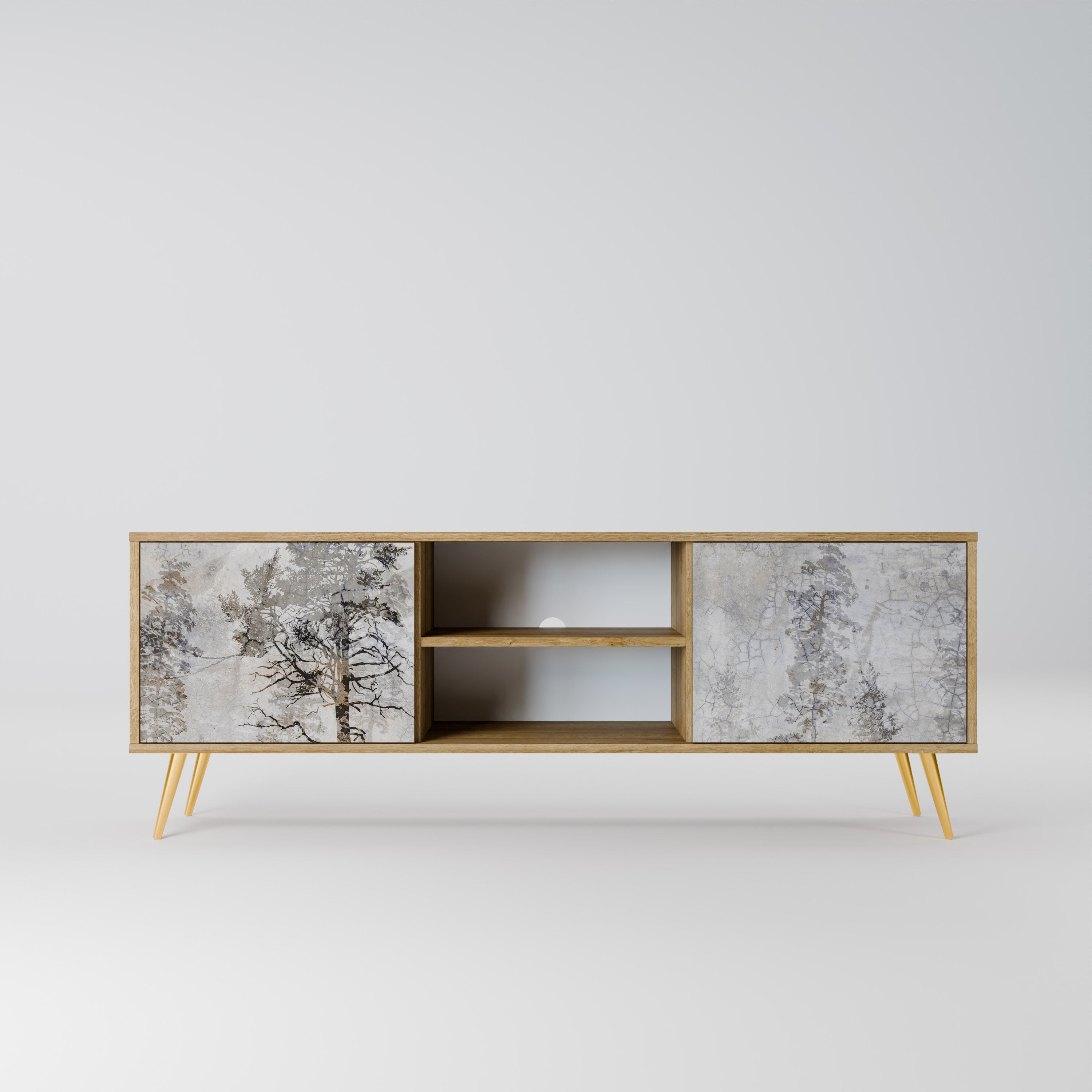 FADE IN THE TREES 2-Door TV Stand in Oak Effect