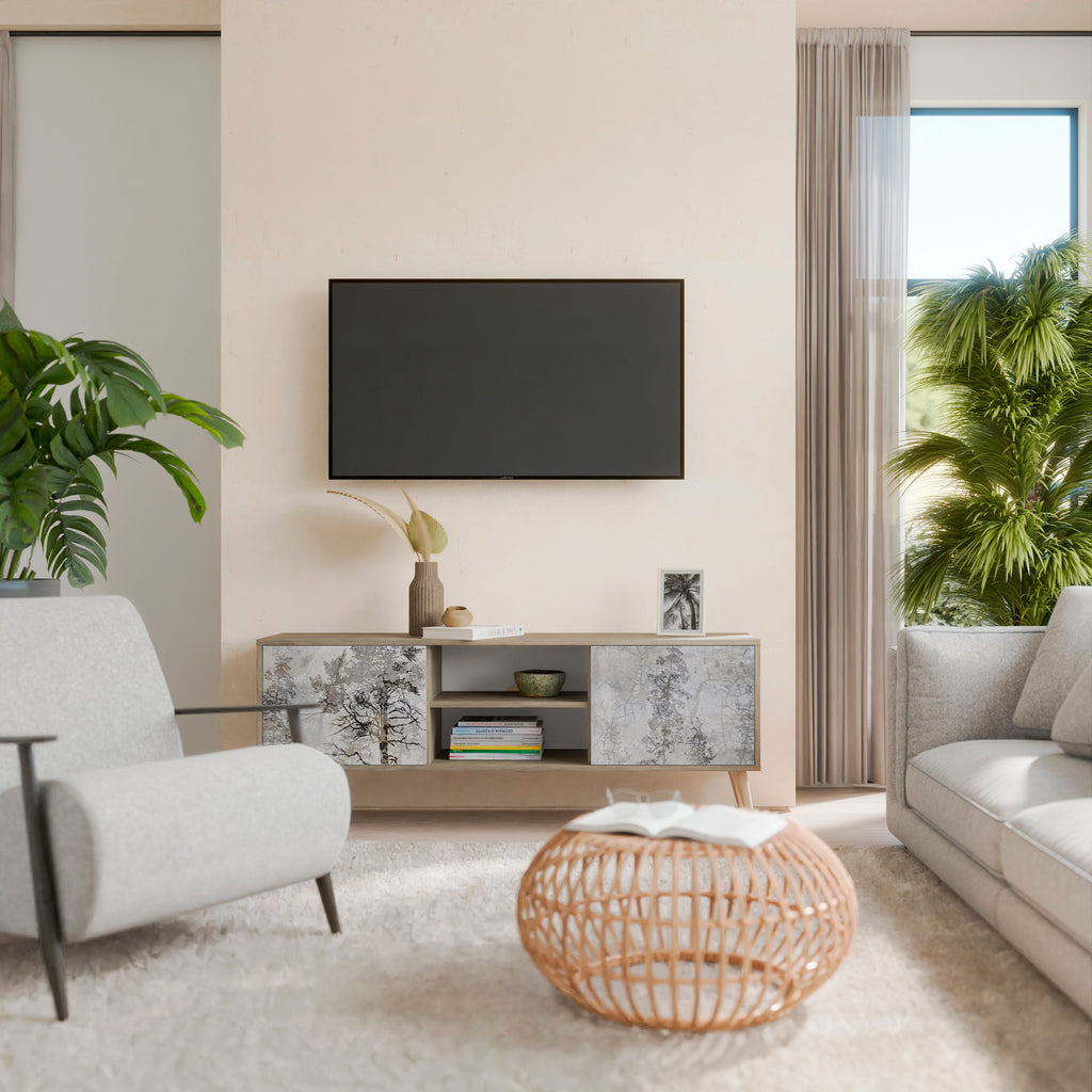 FADE IN THE TREES 2-Door TV Stand in Oak Effect