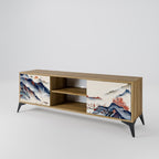 JAPANESE LANDSCAPE 2-Door TV Stand in Oak Effect