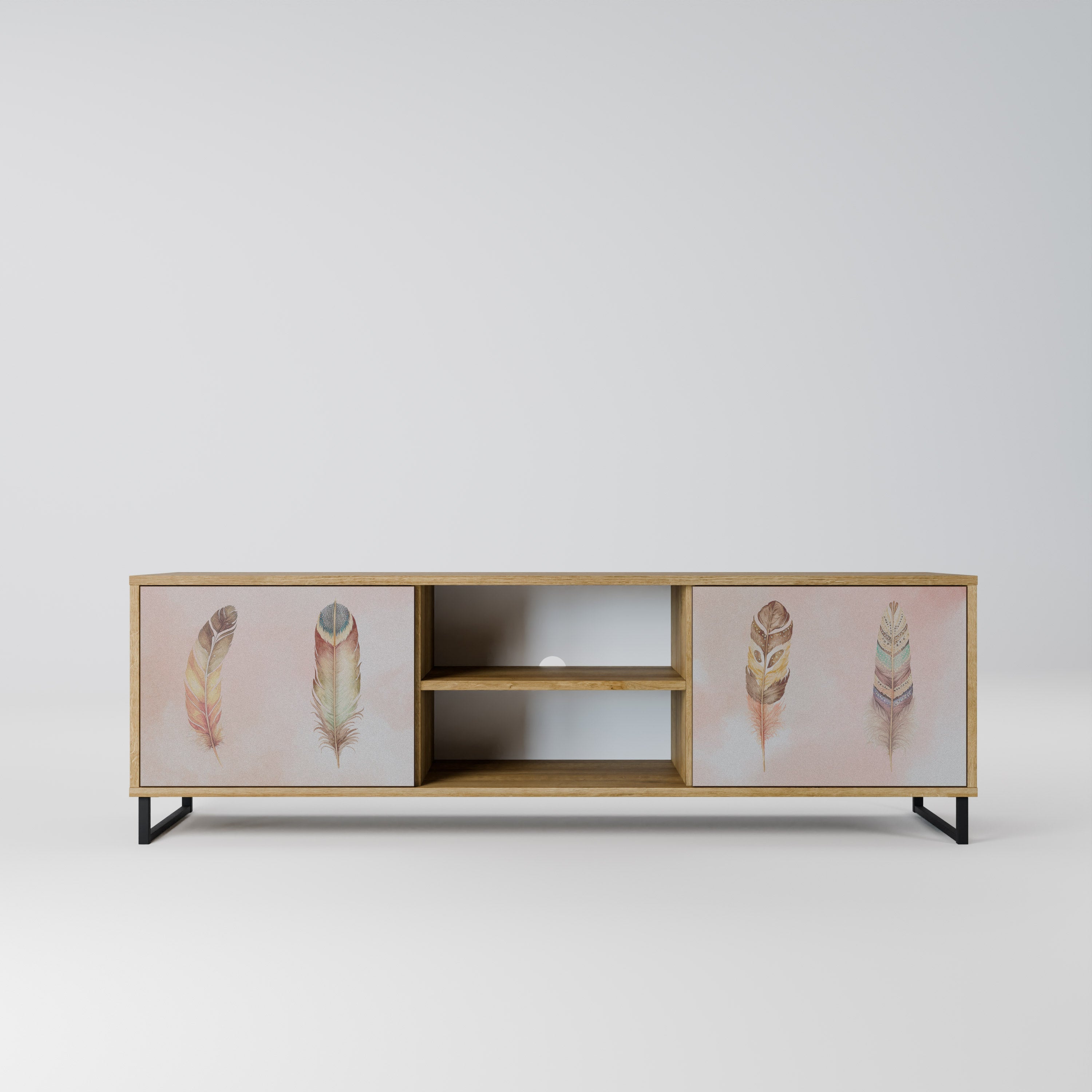 THE DELIQUESCE 2-Door TV Stand in Oak Effect