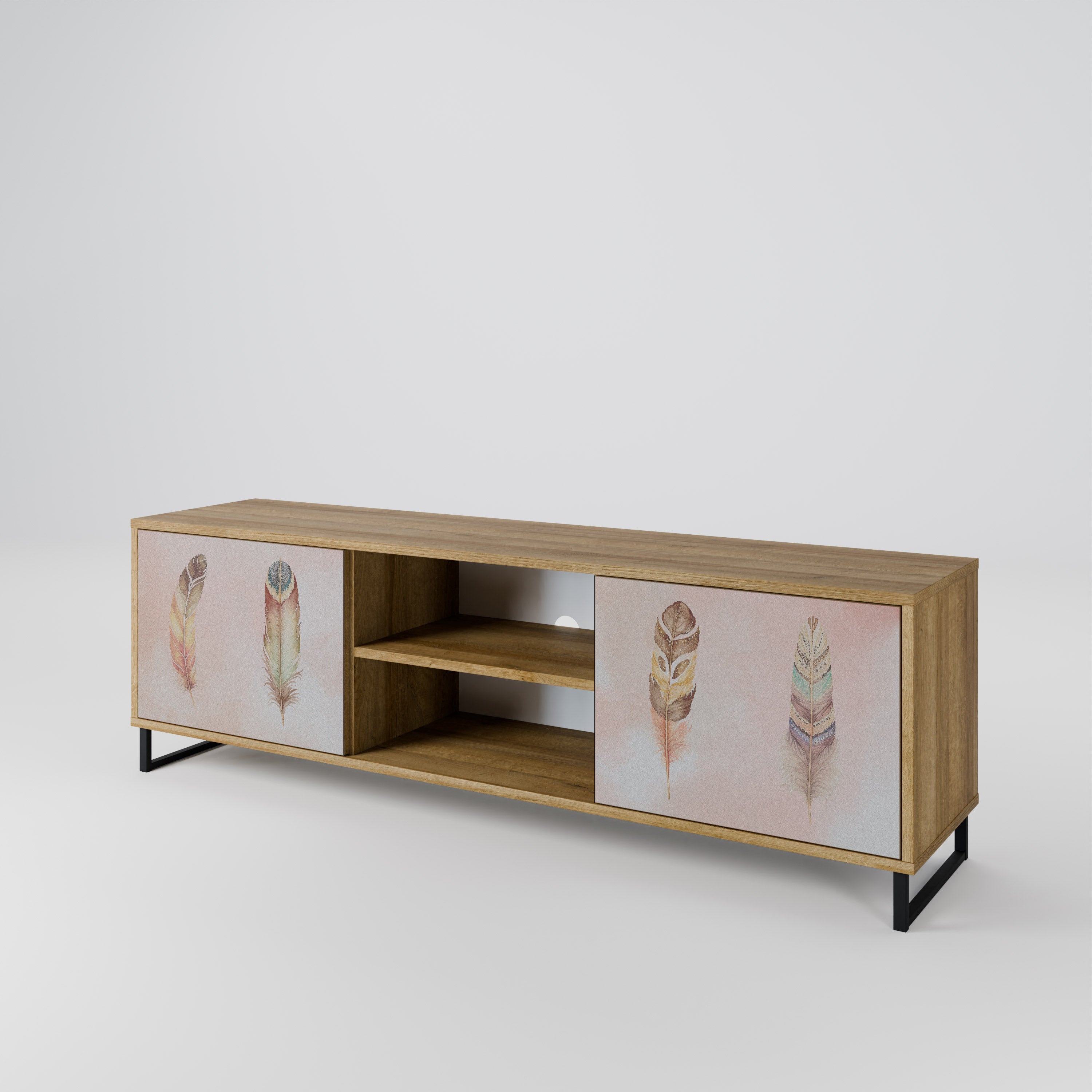 THE DELIQUESCE 2-Door TV Stand in Oak Effect