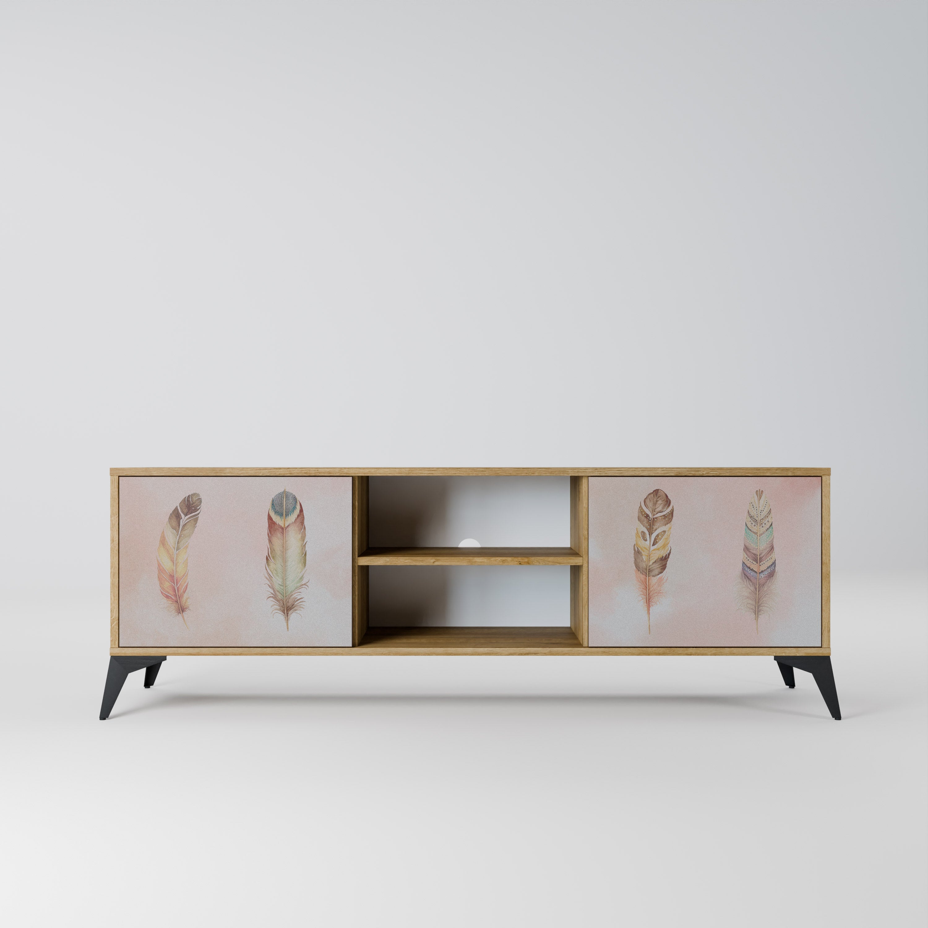 THE DELIQUESCE 2-Door TV Stand in Oak Effect
