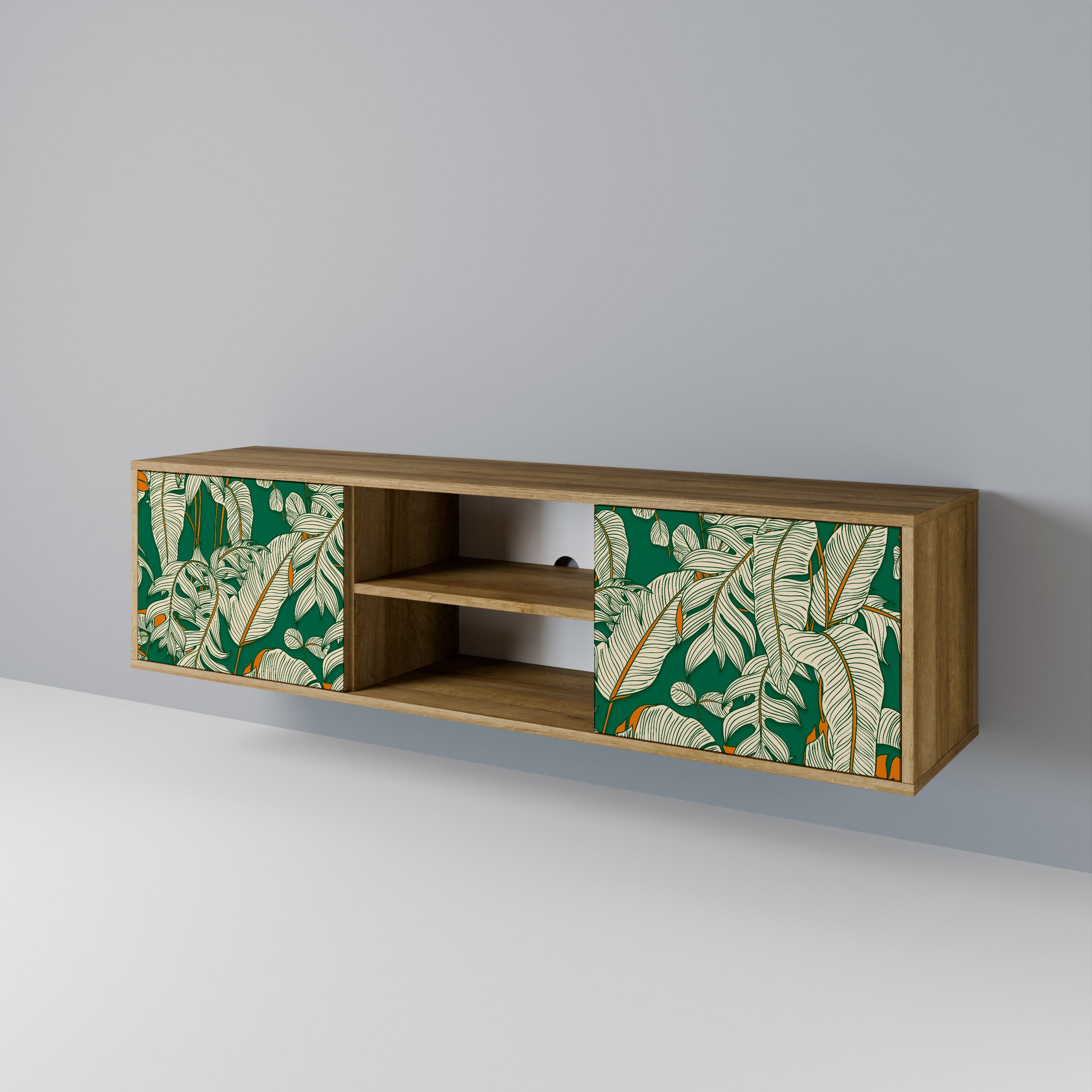 VERDANT PLEASURES 2-Door TV Stand in Oak Effect